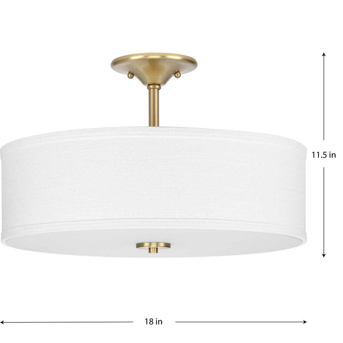 Elegant 18" Satin Brass Semi-Flush Mount with Summer Linen Shade