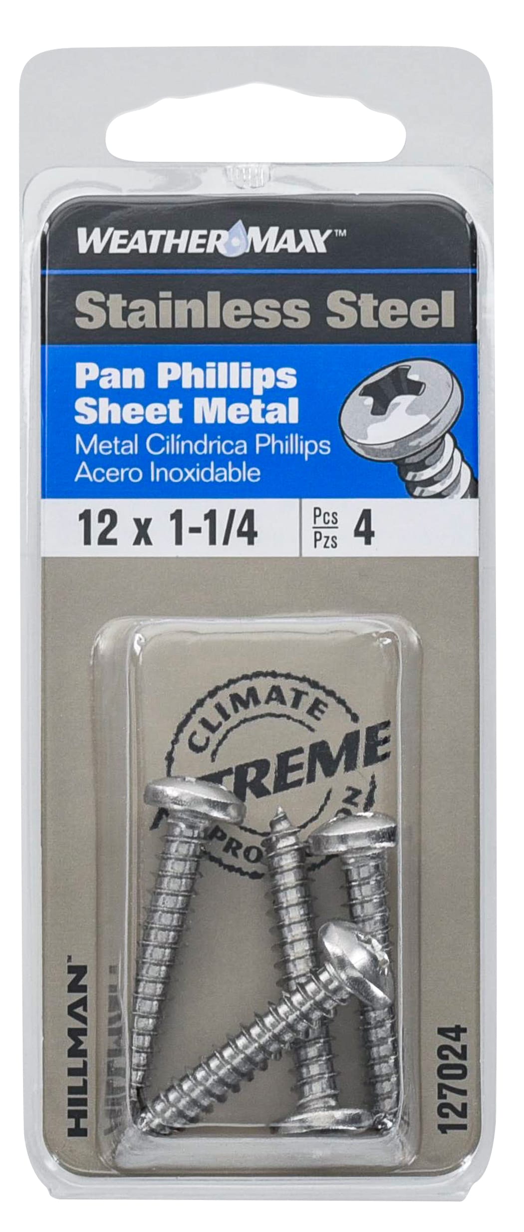 Hillman 127024 #12 x 1-1/4-in Phillips -Drive Standard Sheet Metal Screws 4 -Count