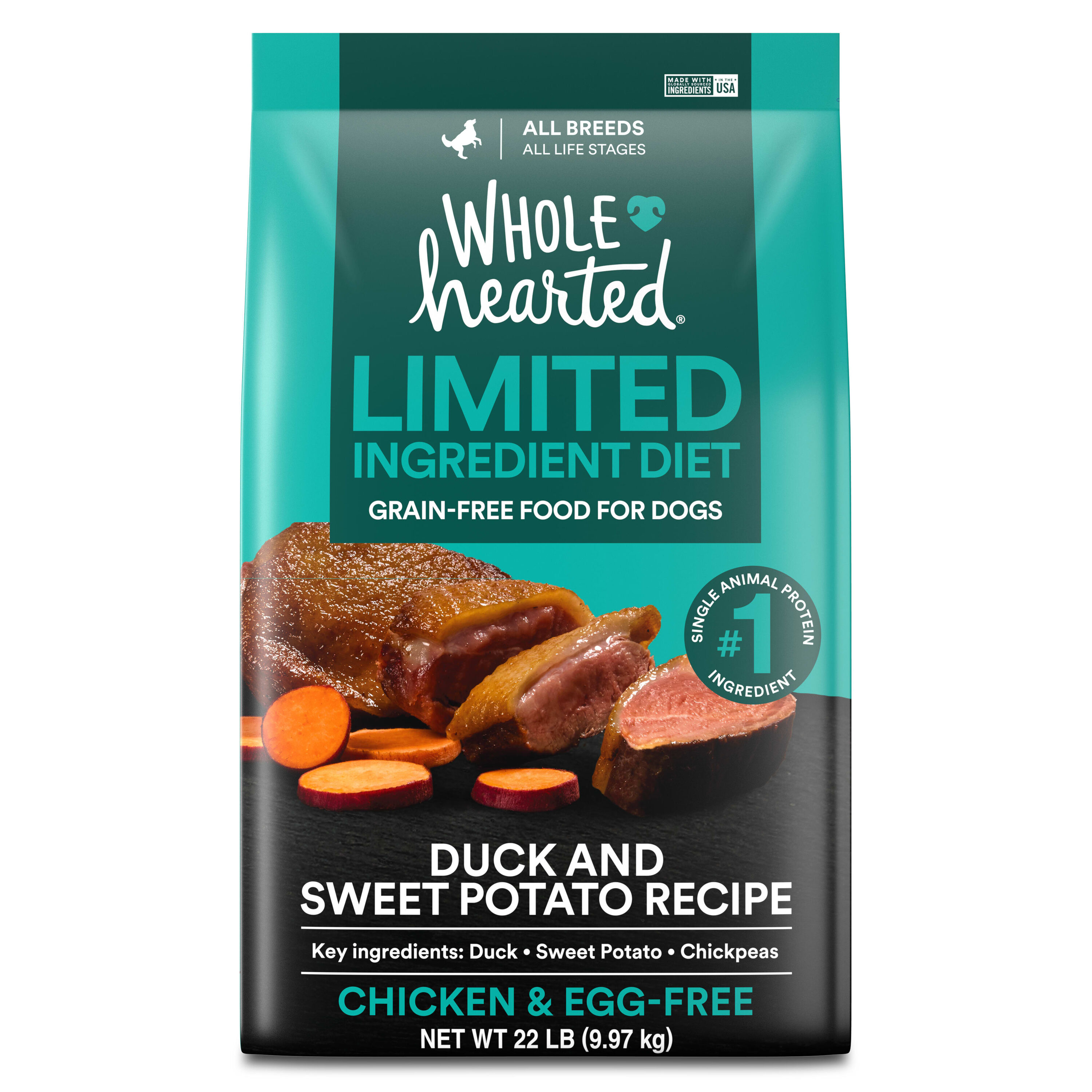 WholeHearted  Limited Ingredient Diet Duck and Sweet Potato Recipe Dog Food 22 lbs