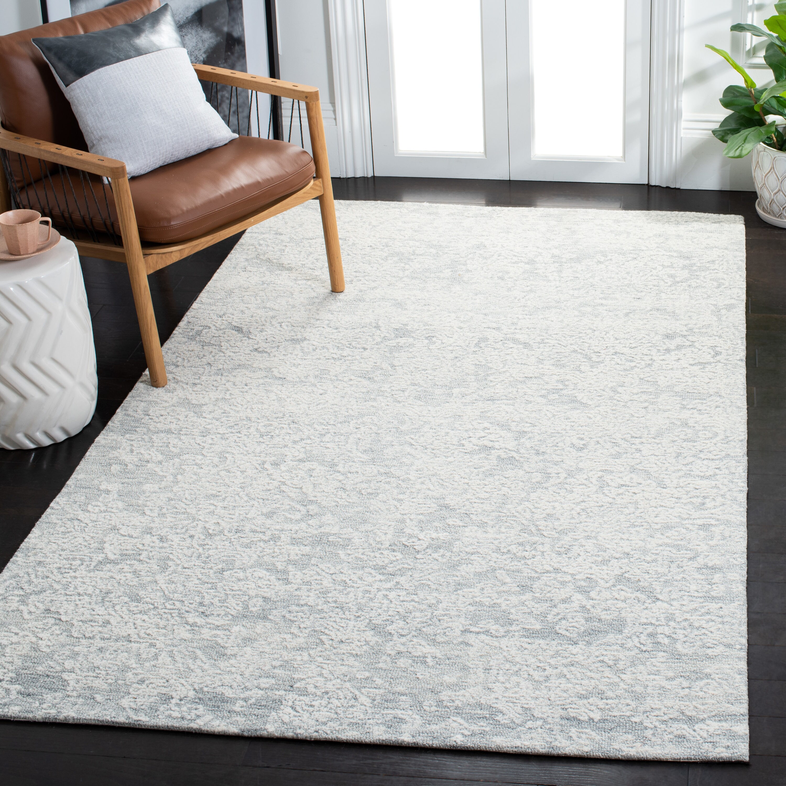 Elegant Metro Square Hand-Tufted Wool Rug in Soft Gray - 6'x6'