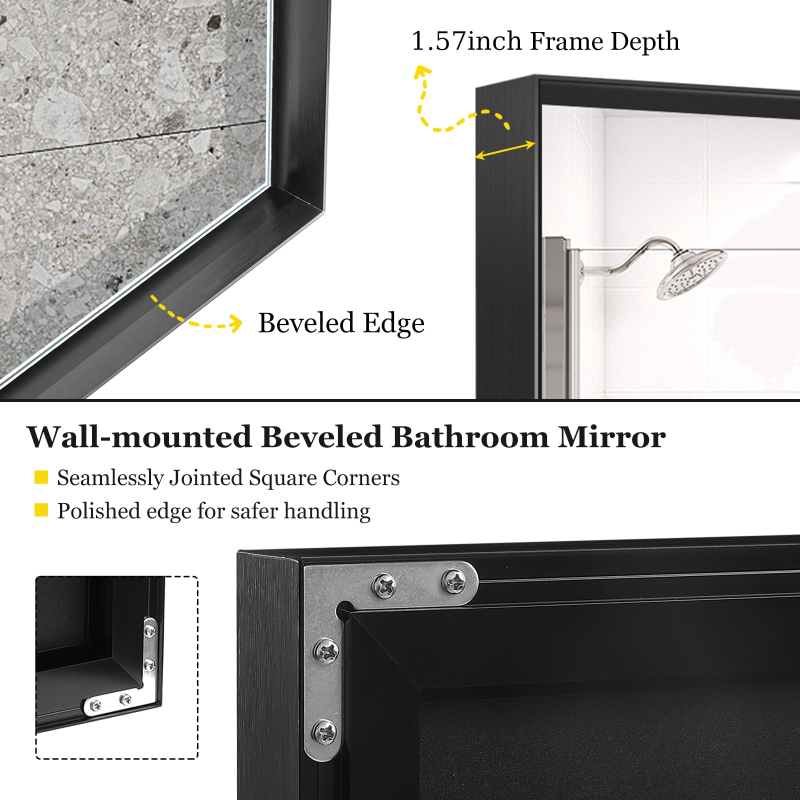 Forclover WBSGOEMR3232 Framed-Bath-Mirrors - View #4