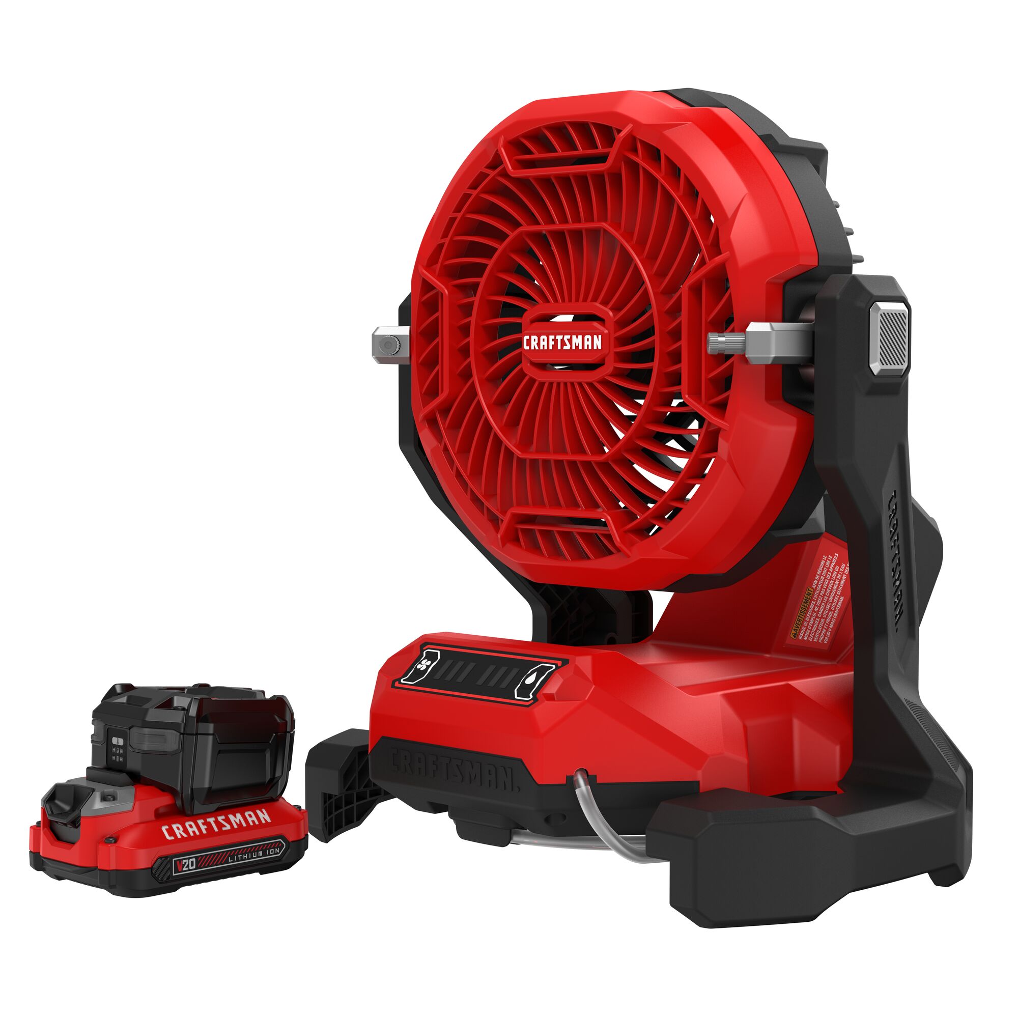 CRAFTSMAN 12-in 20 -Volt 3 -Speed High Velocity Indoor Red and black Industrial Fan