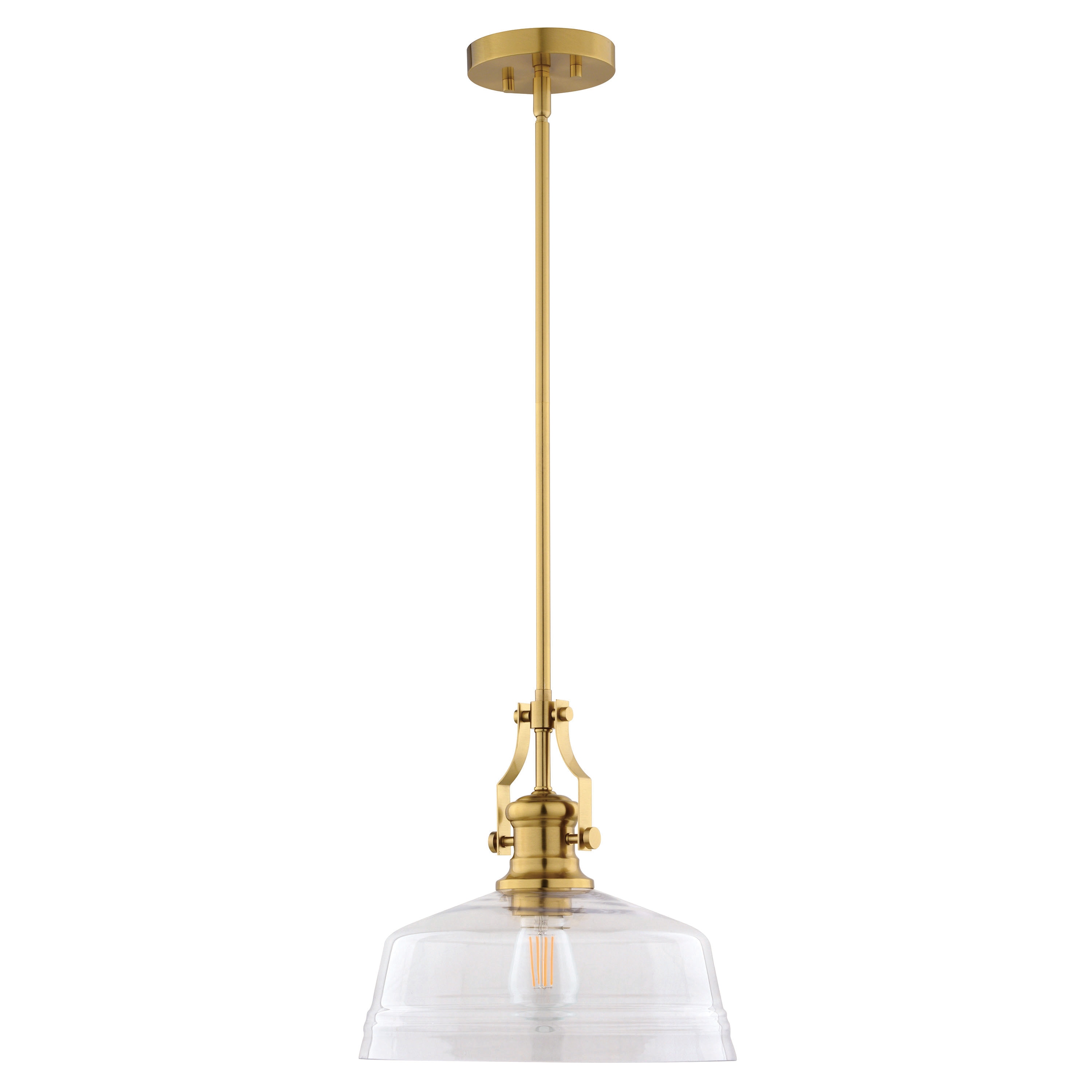 Beloit Brushed Gold Farmhouse Pendant Light with Clear Glass Shade