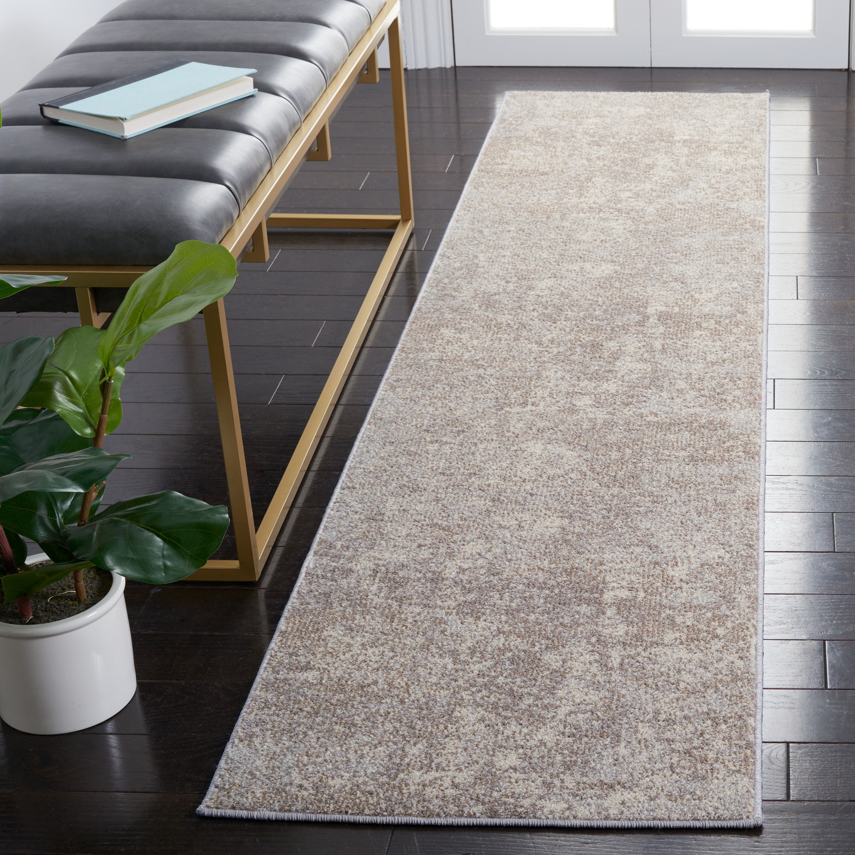 Gray and Beige Flat Woven Reversible Runner Rug