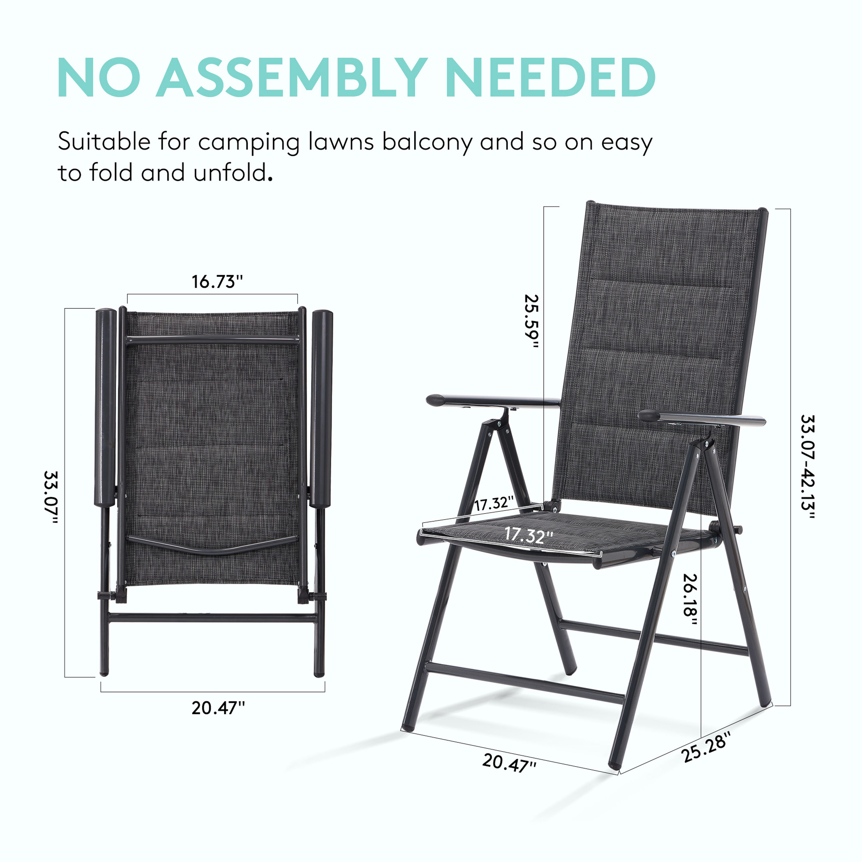 JEAREY Adjustable Back Dining Chairs Set of 2 Woven Stackable Black and ...