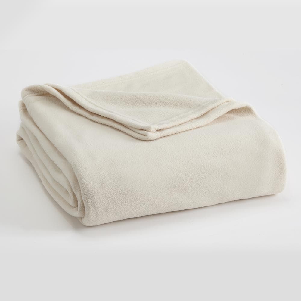 WestPoint Home 027399025612 Vellux Fleece Blanket Winter White 90-in x 90-in Polyester Blanket