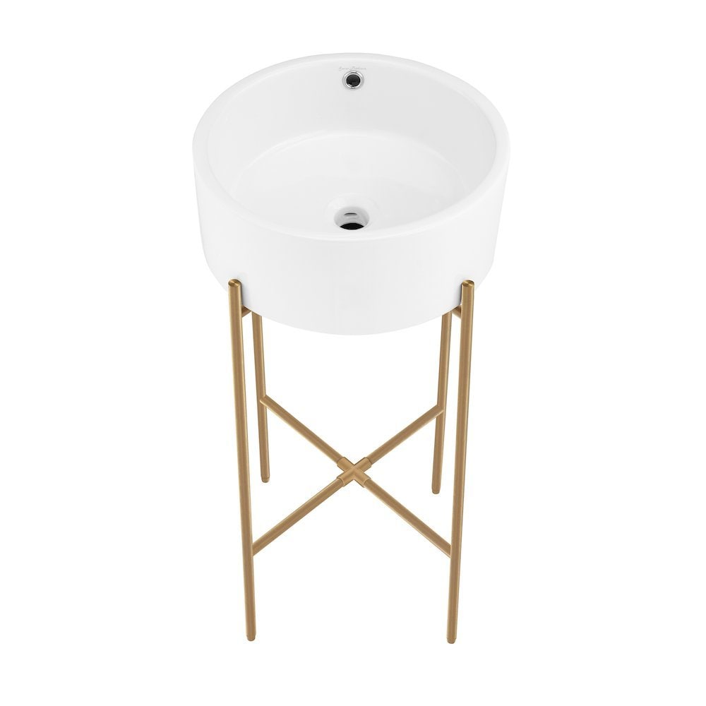 Swiss Madison - Monaco 165 Round Console Sink White Basin Brushed Gold Legs