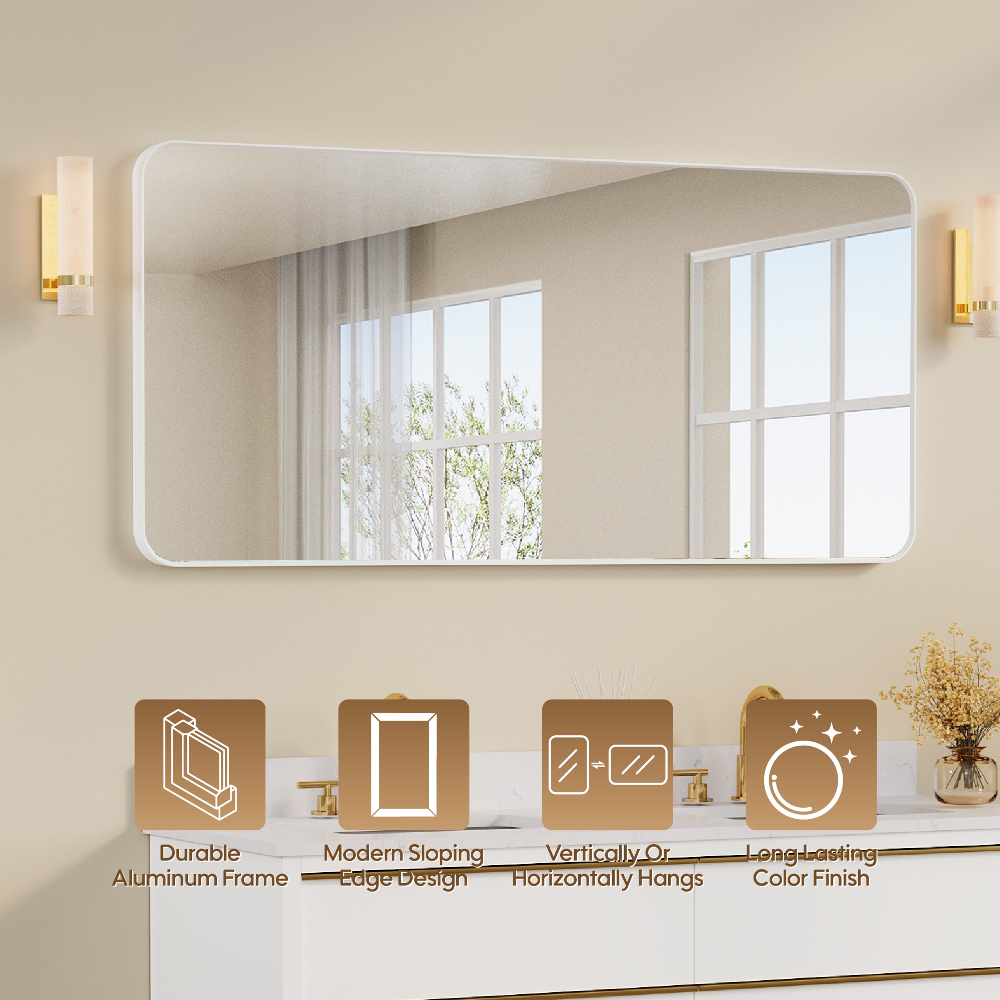 WELLFOR F1MR6028WT Framed-Bath-Mirrors - View #4