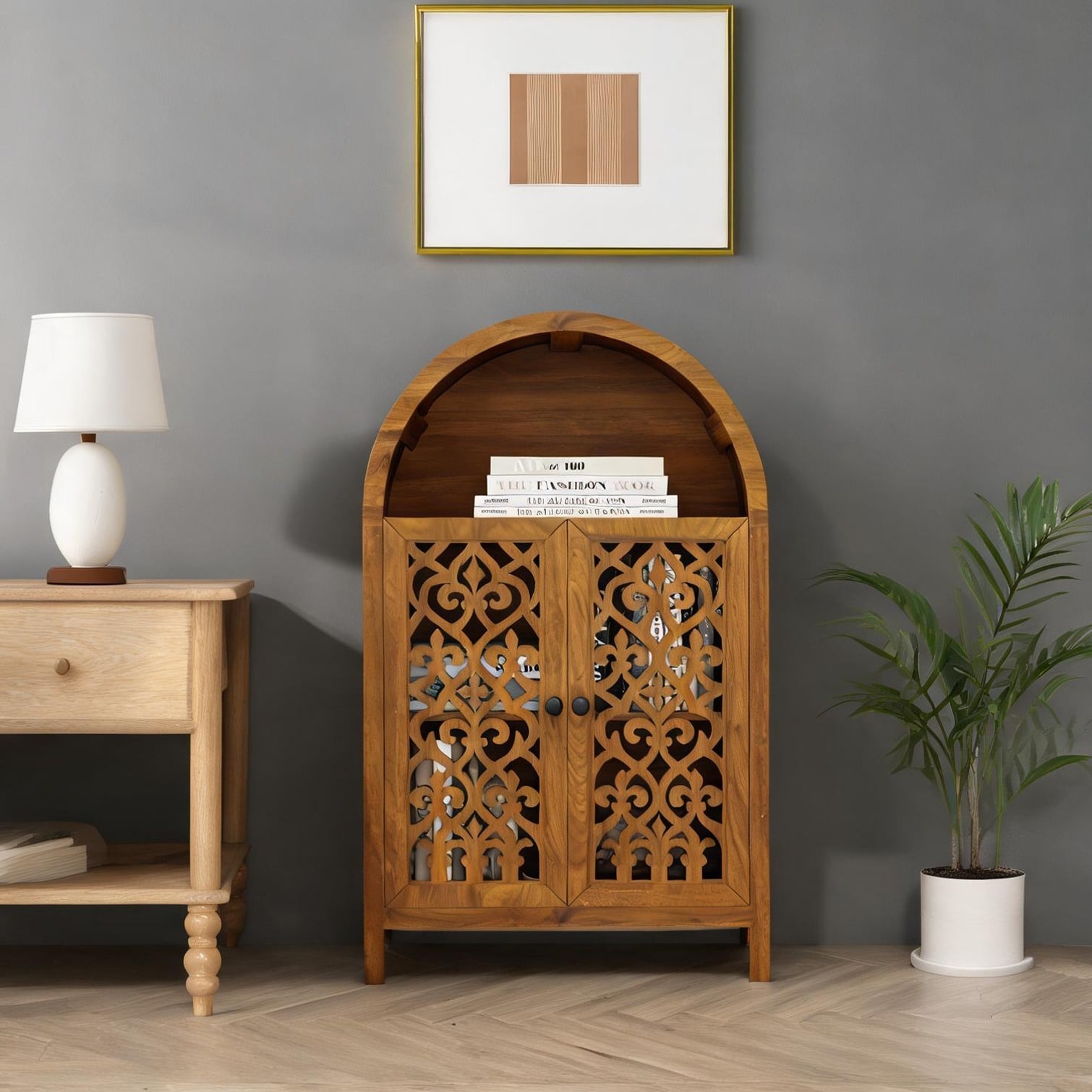 SUNCREAT 44.4-Inch Tall Narrow Accent Cabinet Vintage Style Rich Brown Melamine