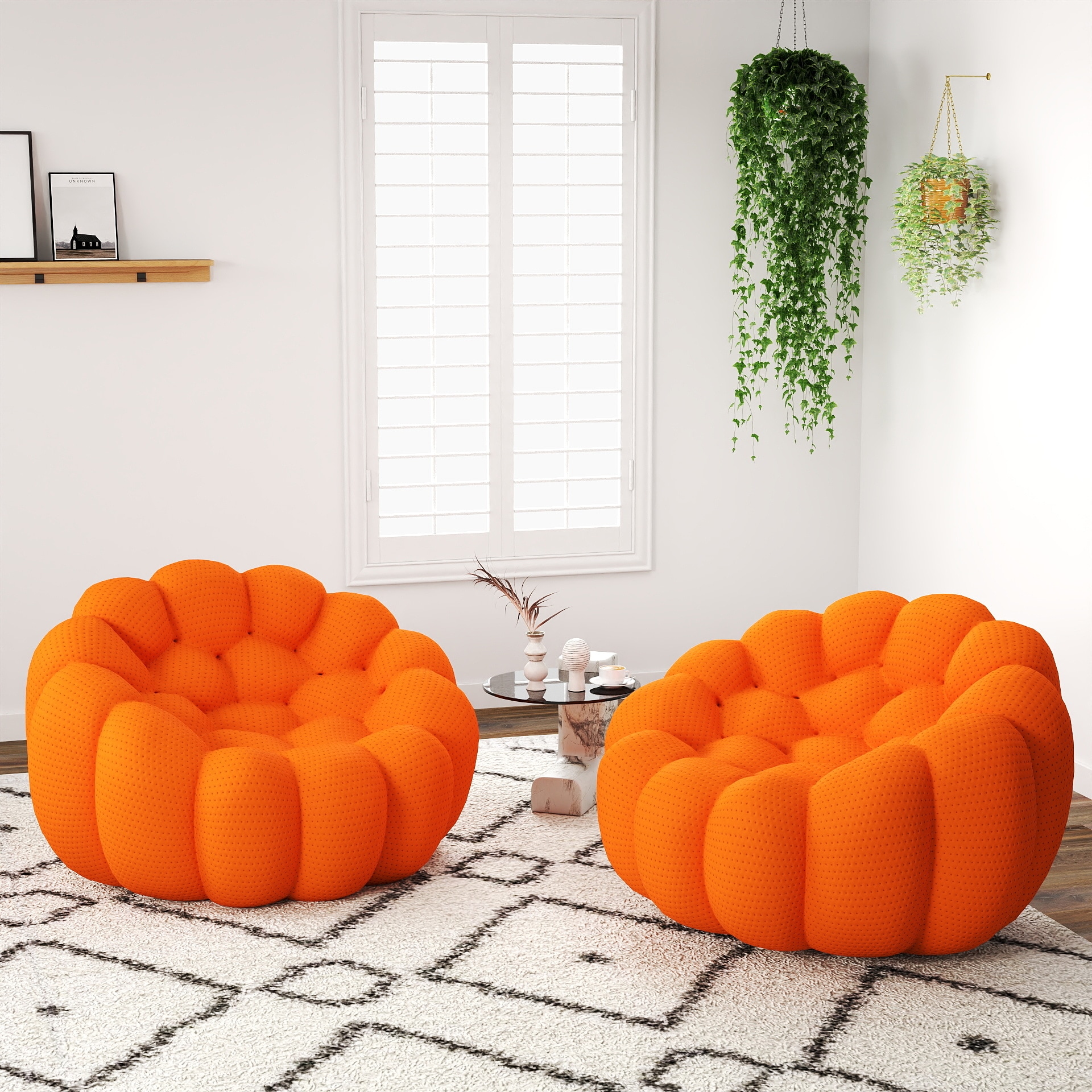 BuotiqHom DH-SF11-133OR Casual 2 -Piece Polyester/Polyester blend Orange Living Room Set