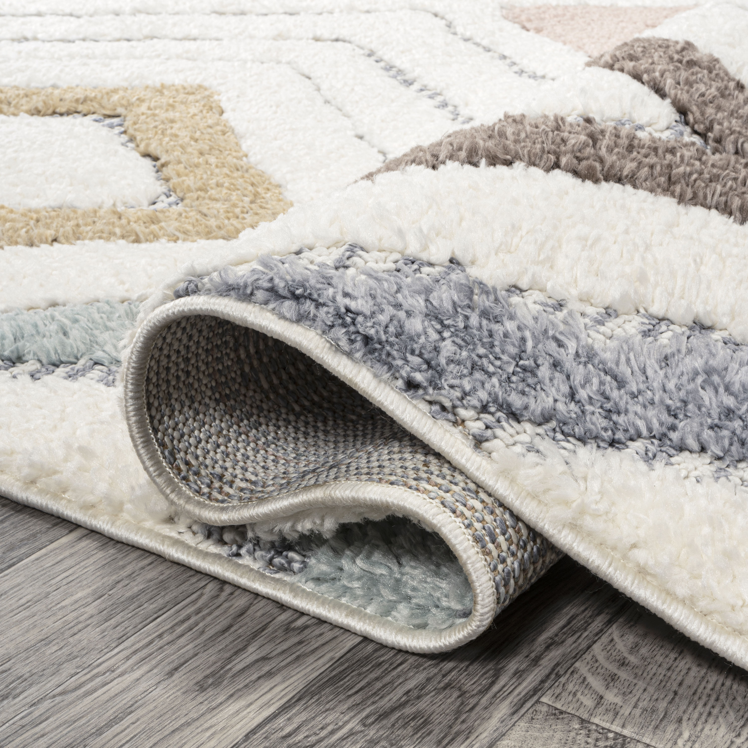 Ivory Geometric Flat Woven Reversible 4' x 6' Synthetic Rug