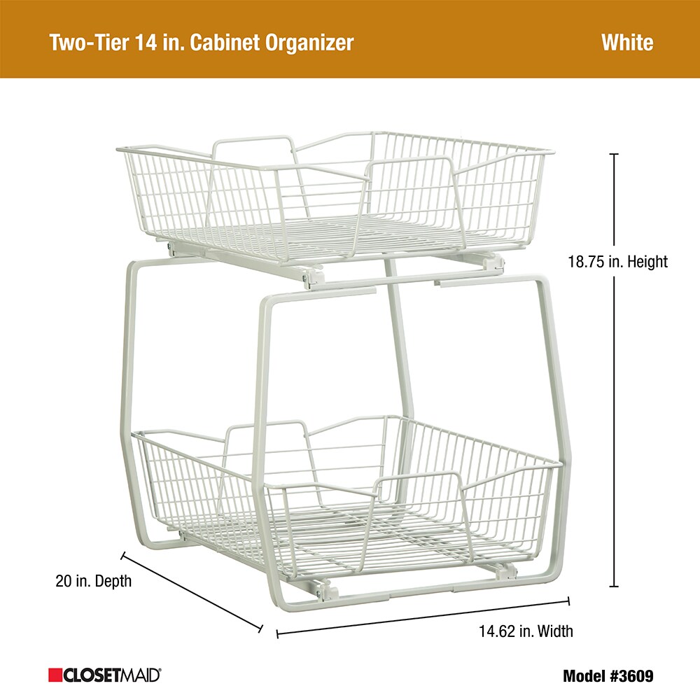 ClosetMaid 14.62-in W x 18.88-in H 2-Tier Cabinet-mount Metal Pull-out  Sliding Basket Kit in the Cabinet Organizers department at