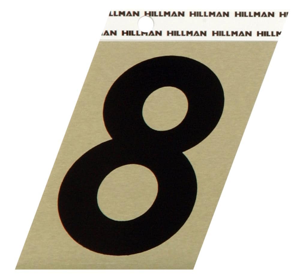 Hillman Sign Center 045899303085 3-in Reflective Black Number 8