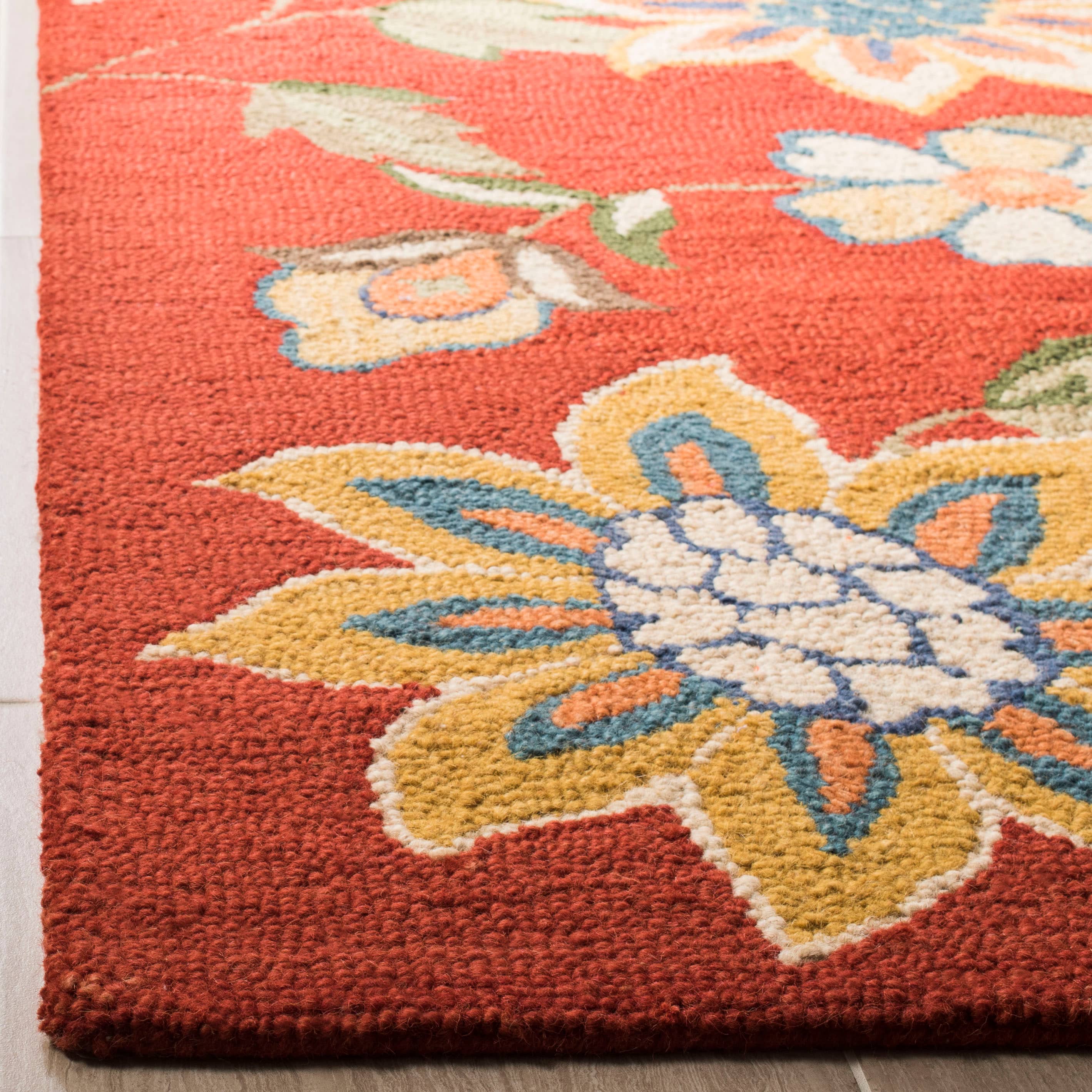 Ivory Floral Hand-Knotted Wool Area Rug 8' x 10'