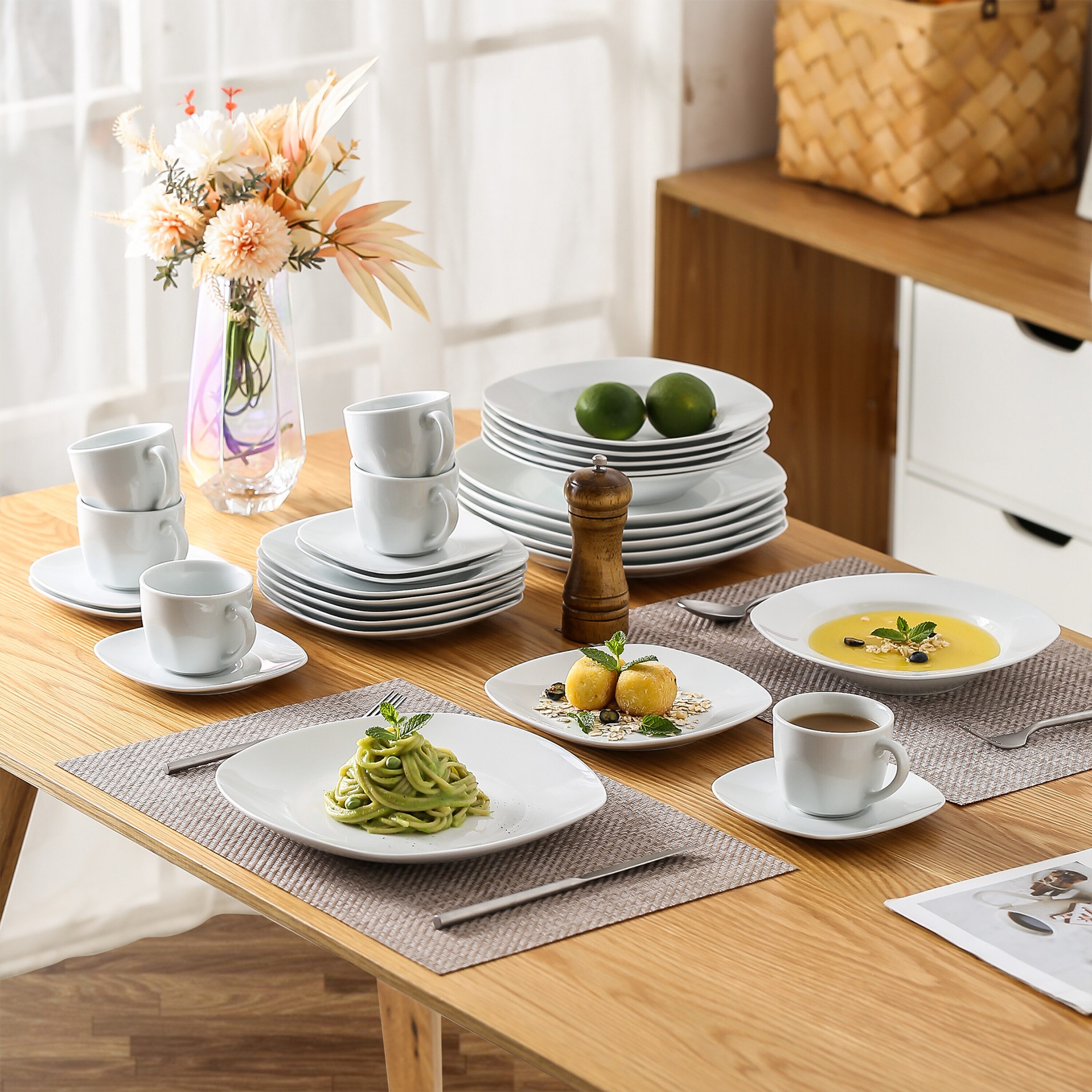 MALACASA Elisa Porcelain Dinnerware Set (Service for 6) - On Sale