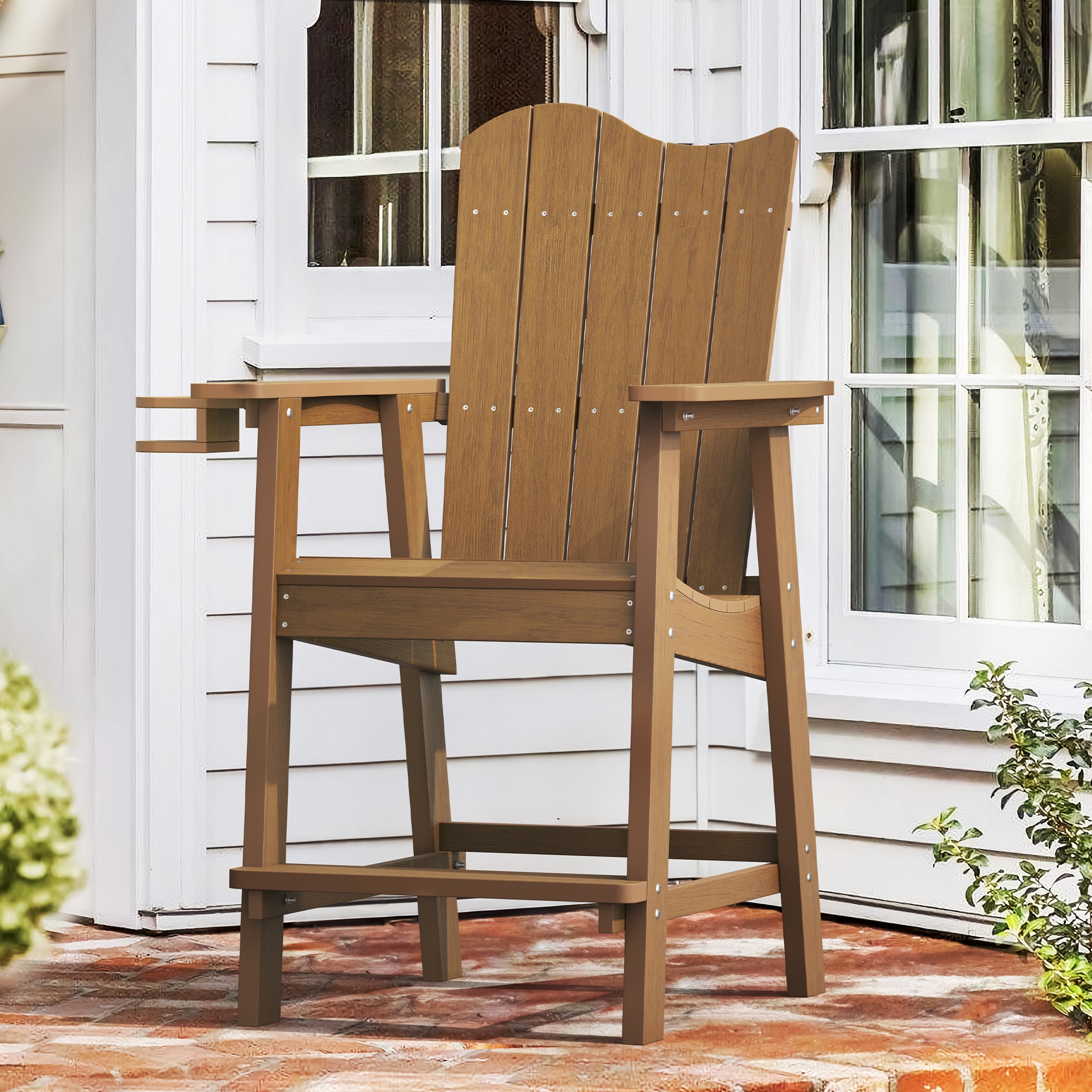 LUE BONA LB23PC0009-700LS Teak HDPE Frame Spring motion Adirondack Chair with Slat Seat