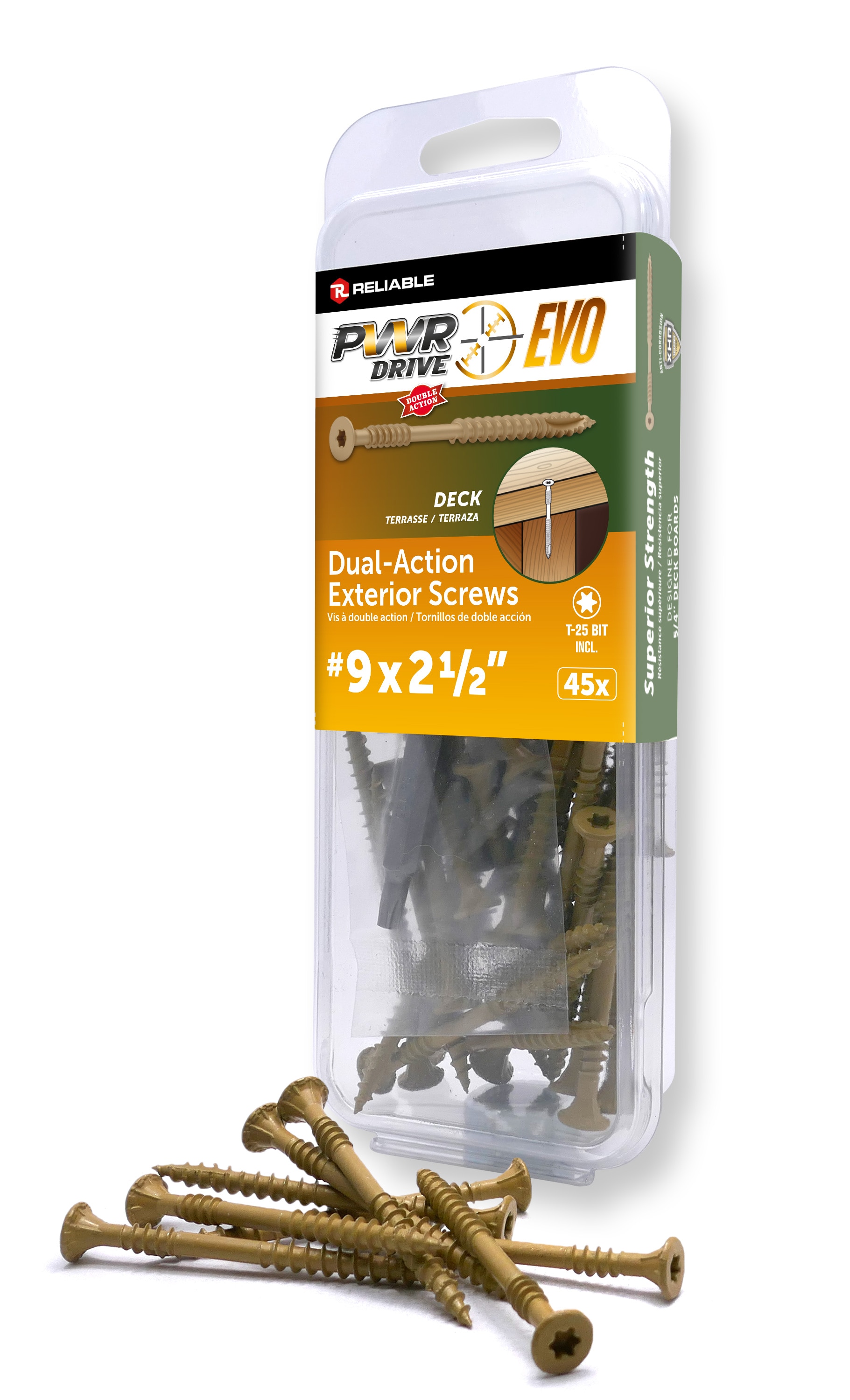 PWR DRIVE Reliable #9 x 2-1/2-in Wood to wood Deck Screws 45 -Per Box