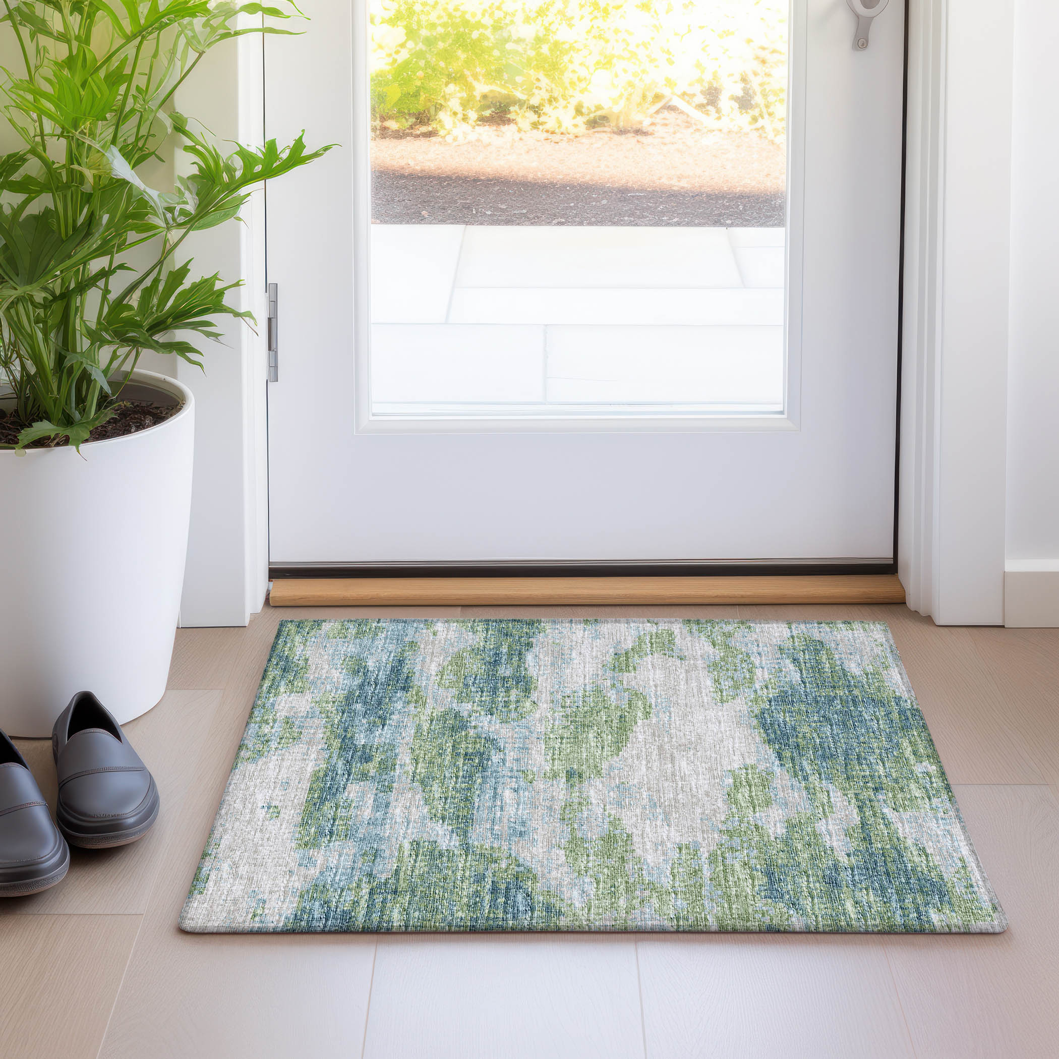 Addison Rugs AMF71GN20X30 Mayfield AMF71GN 2 x 3 (ft) Loomed Polyester Green Rectangular Indoor Abstract Machine washable Area rug