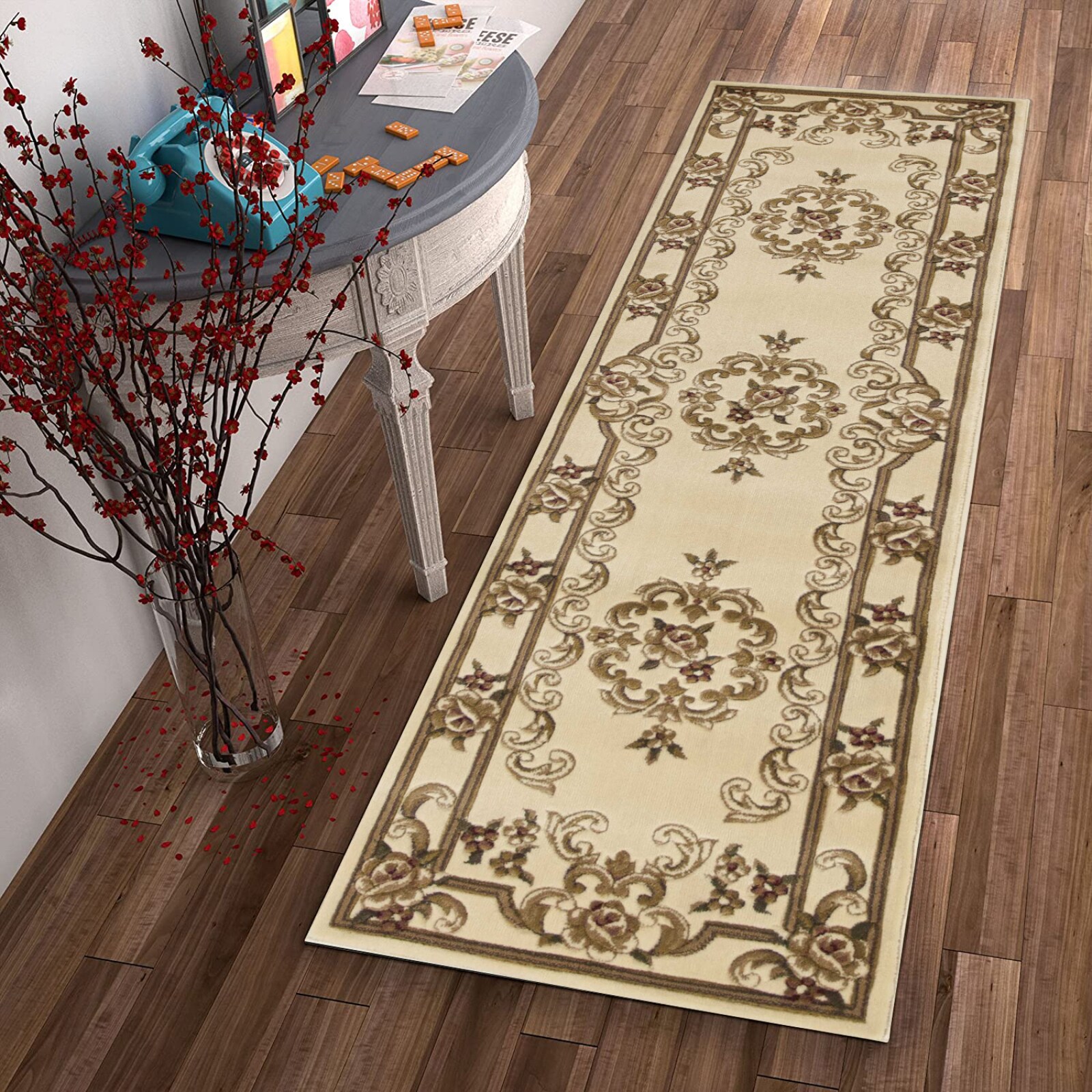 HomeRoots 353673 Bernadette 2 X 7 (ft) Rag Ivory Indoor Border Runner Rug