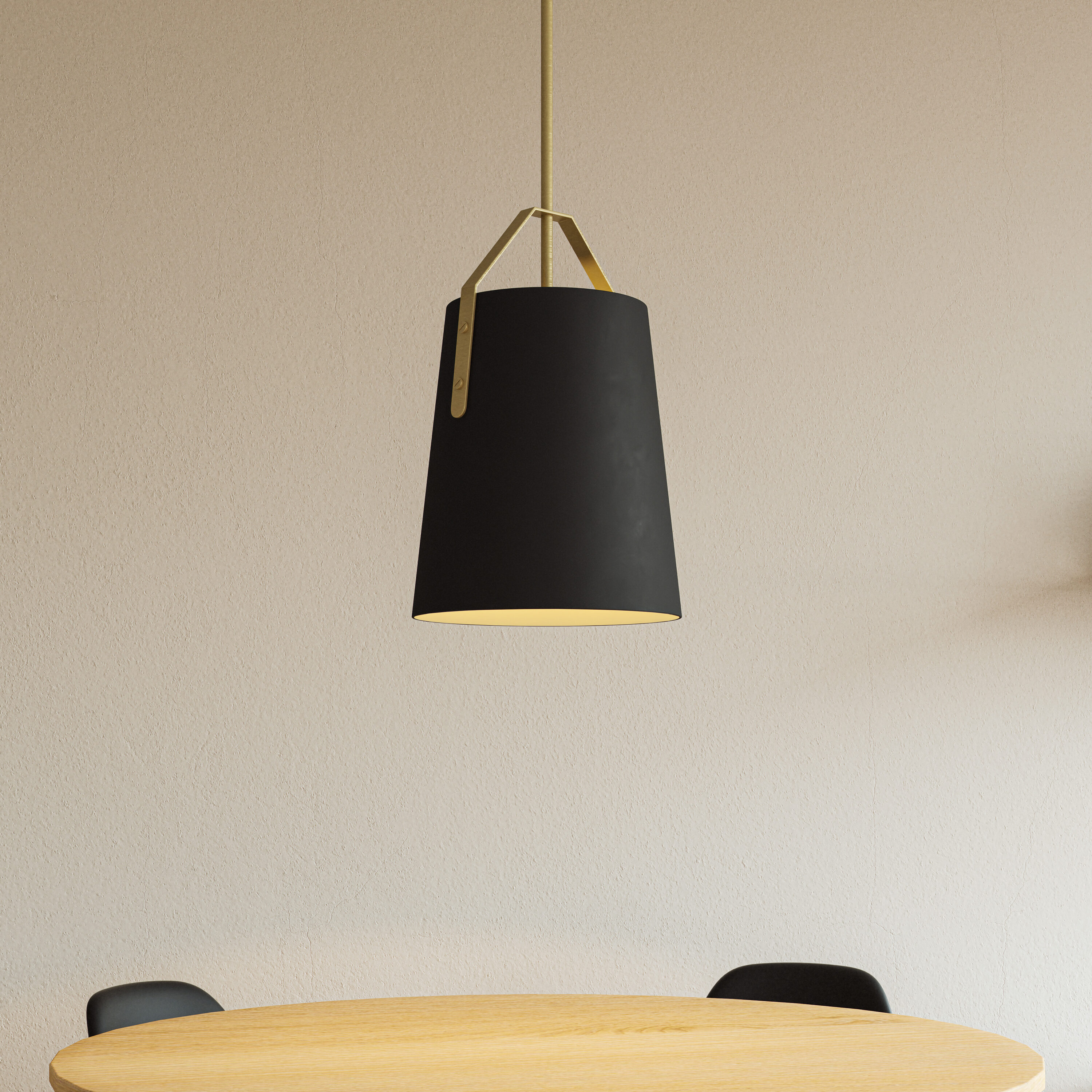 Quoizel LWS35719A2 Walden Matte Black and Nouveau Gold Industrial Cone Medium Hanging Pendant light
