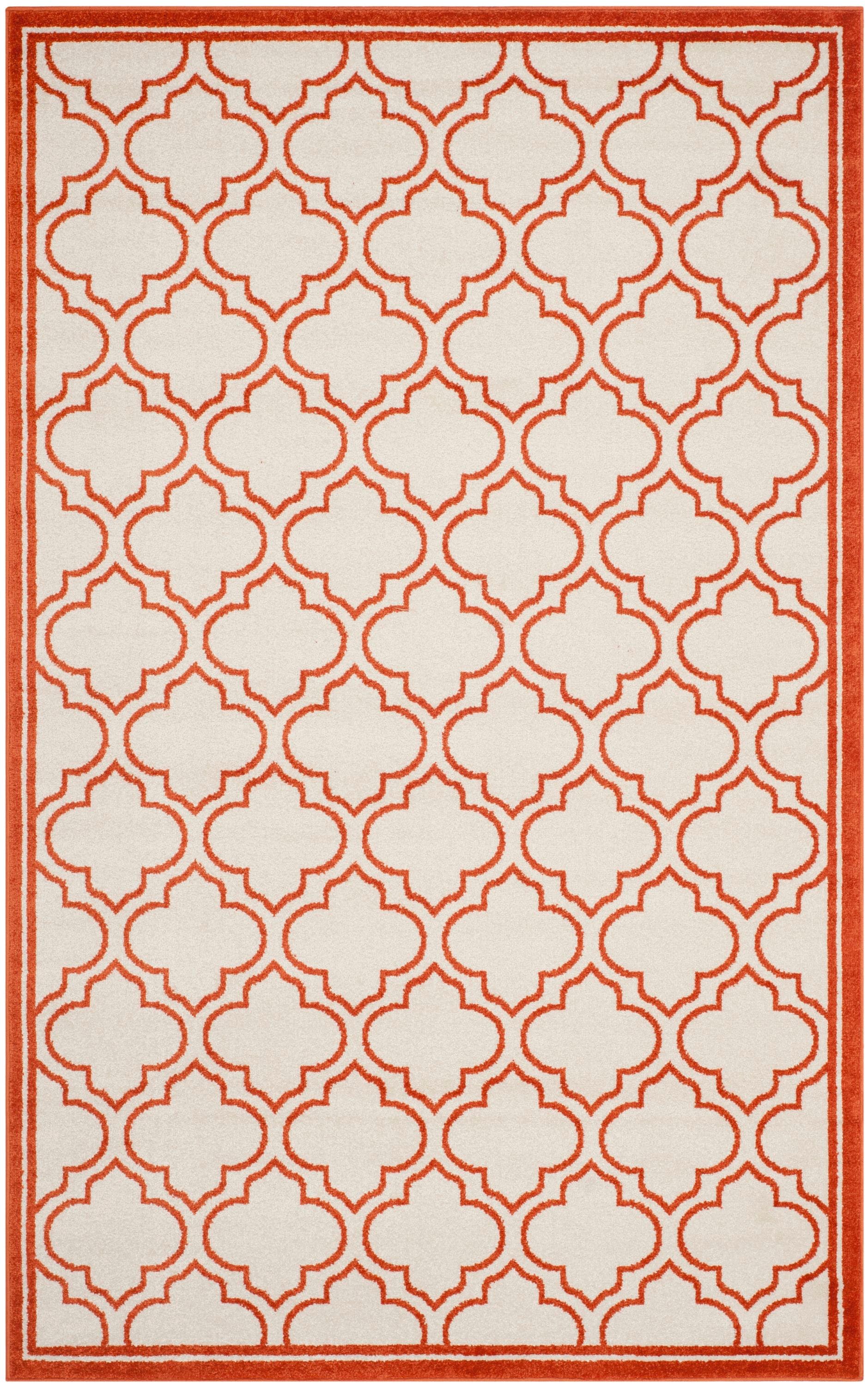 Safavieh AMT412F-6 Amherst Moroccan 6 x 9 (ft) Loomed Synthetic Ivory/Orange Rectangular Indoor Trellis Farmhouse/Cottage Area rug