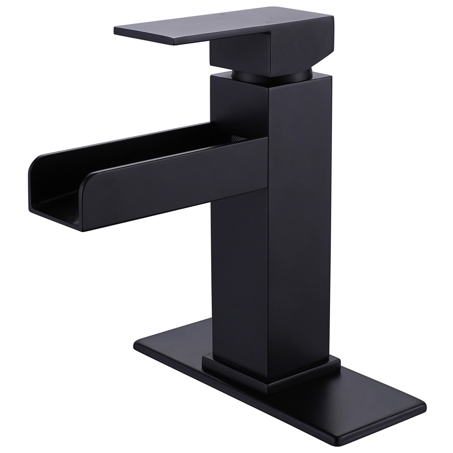 CASAINC Matte Black 1-handle Single Hole Waterfall Bathroom Sink Faucet ...