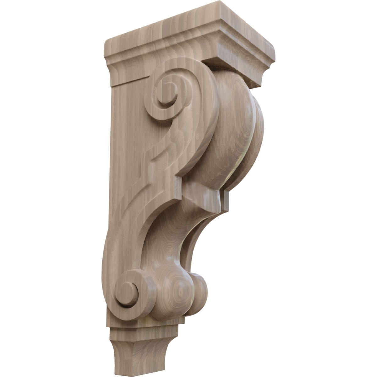Ekena Millwork CORW06X08X18TRWA 6-in x 7.5-in x 18-in Unfinished Walnut Wood Paintable/Stainable Corbel