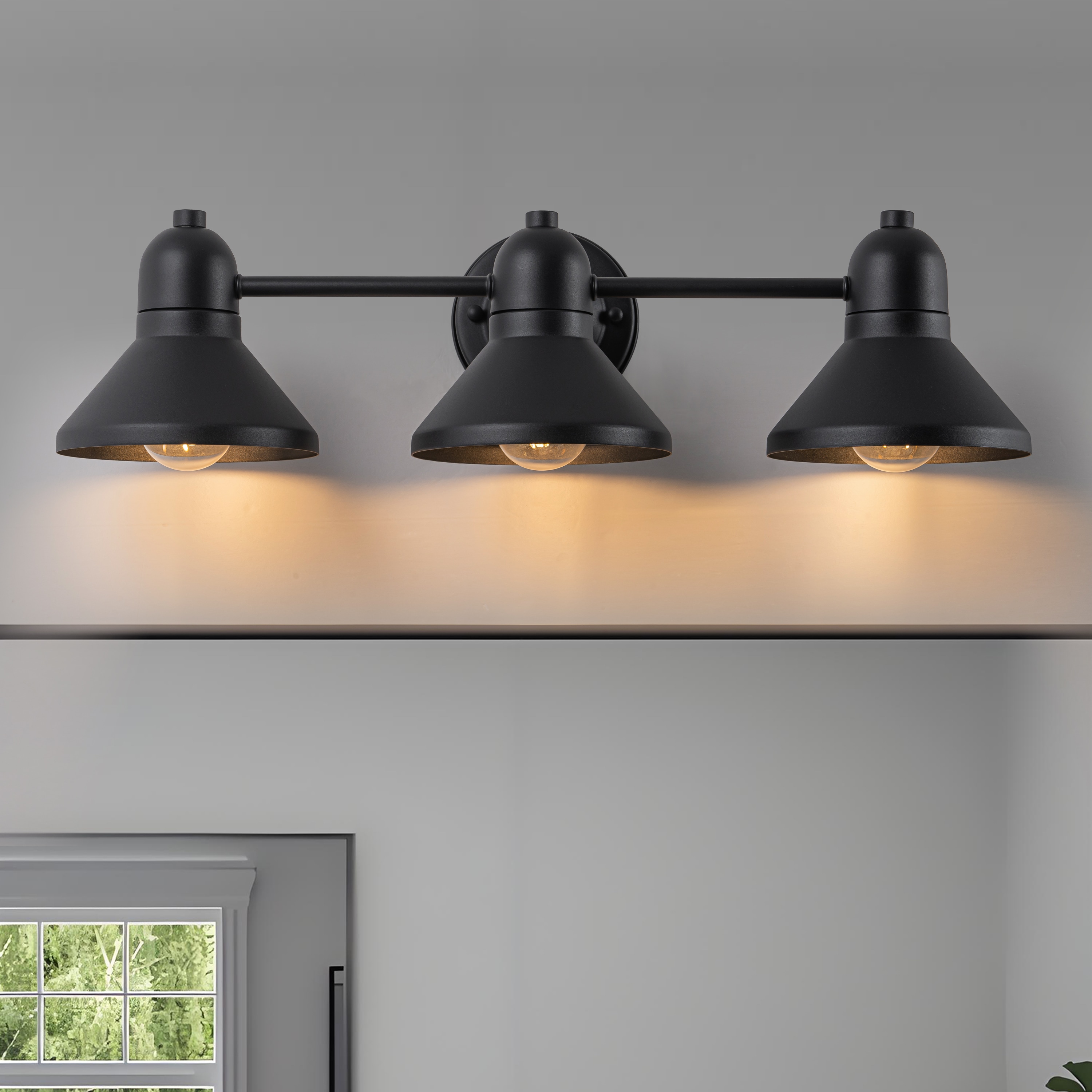 C Cattleya LCA2560-JES-3W 23.5-in 3 -Light Matte Black Industrial Vanity light