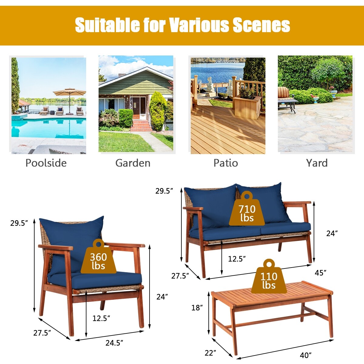 Forclover HYFE-64146WH Patio-Conversation-Sets - View #4