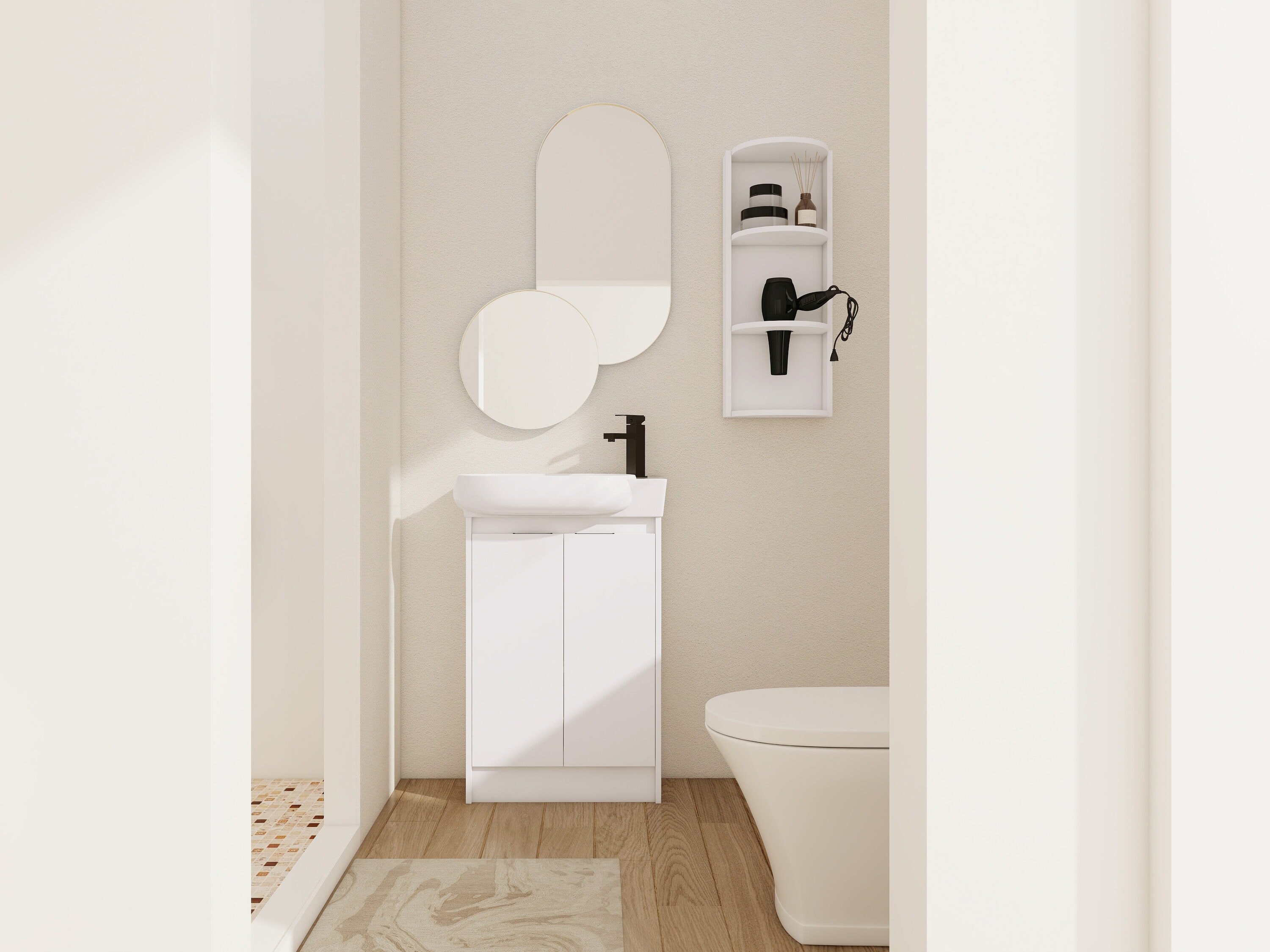 Vynxaria - 23-in White Single Sink Wall-Mounted Bathroom Vanity with Ceramic Sink