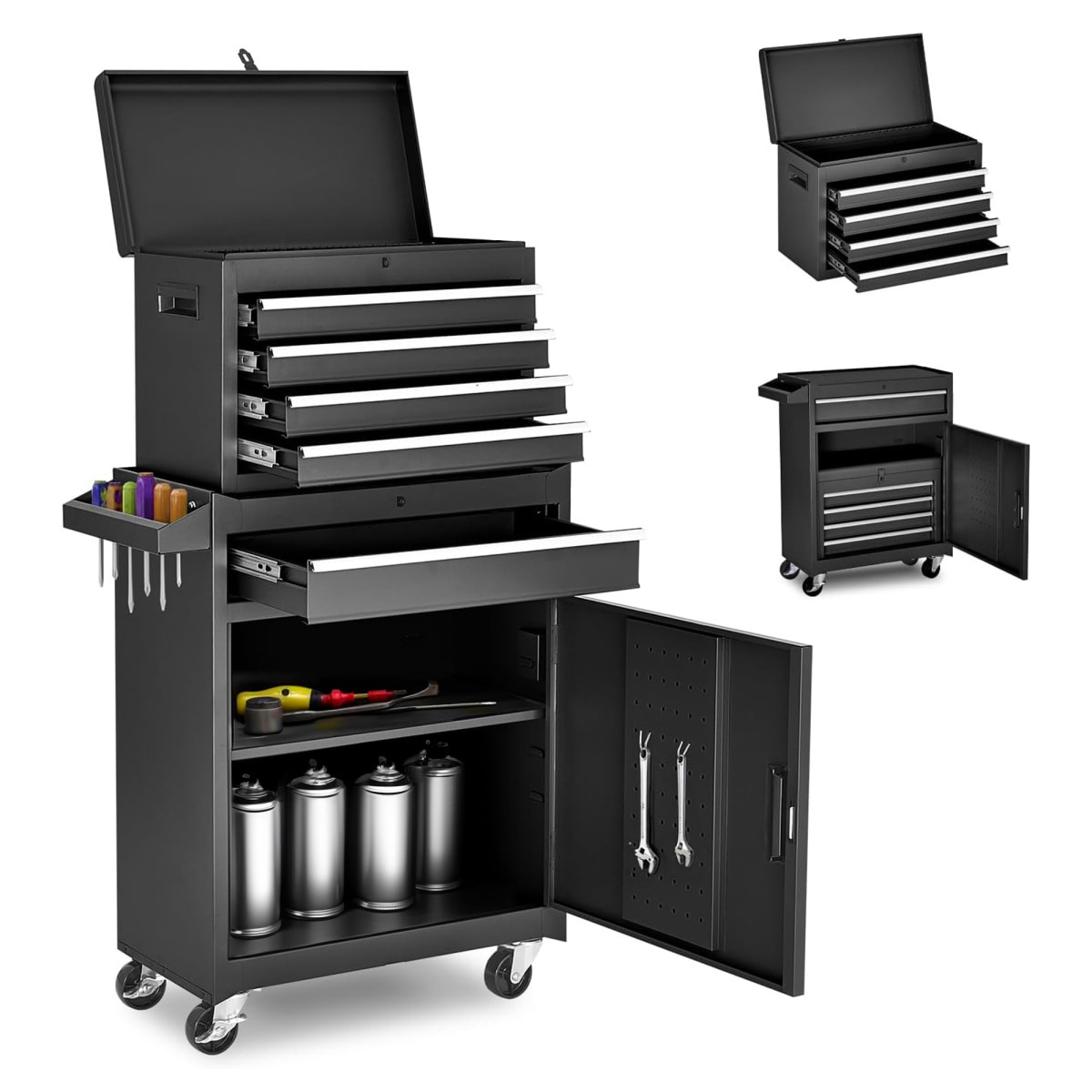 Streamdale Furniture Streamdale 5-Drawer Rolling Tool Chest and Cabinet with Detachable Top Box