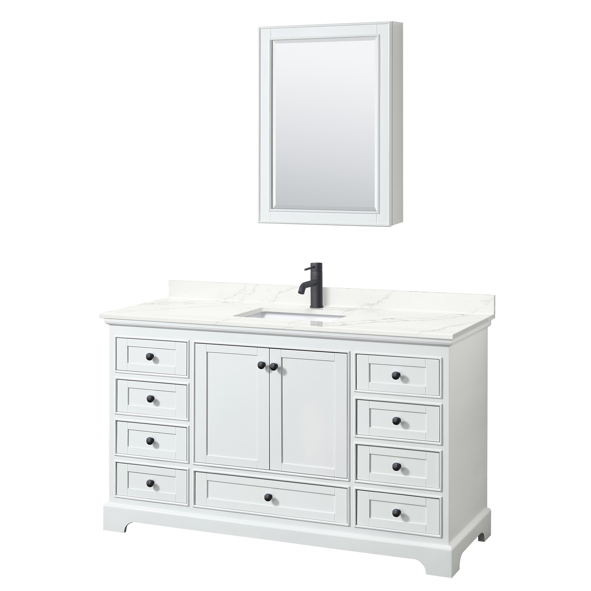 Wyndham Collection Deborah 60-in White Bathroom Vanity Cabinet (Mirror Included)