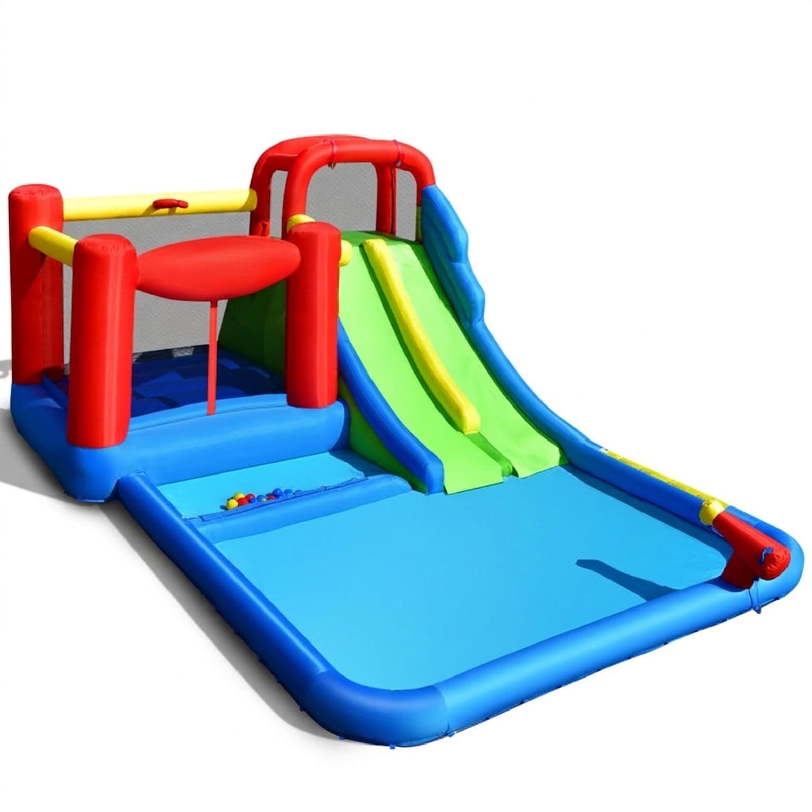 SUGIFT - 205-in x 150-in x 94.5-in Inflatable Water Slide Bounce House with 98-in Slide Climbing ...