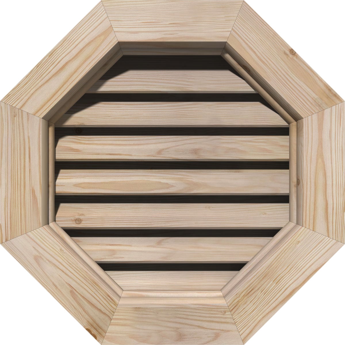 Ekena Millwork GVWOC34X3400SFUPI 34-in x 34-in Smooth Pine Octagon Wood Gable Louver Vent
