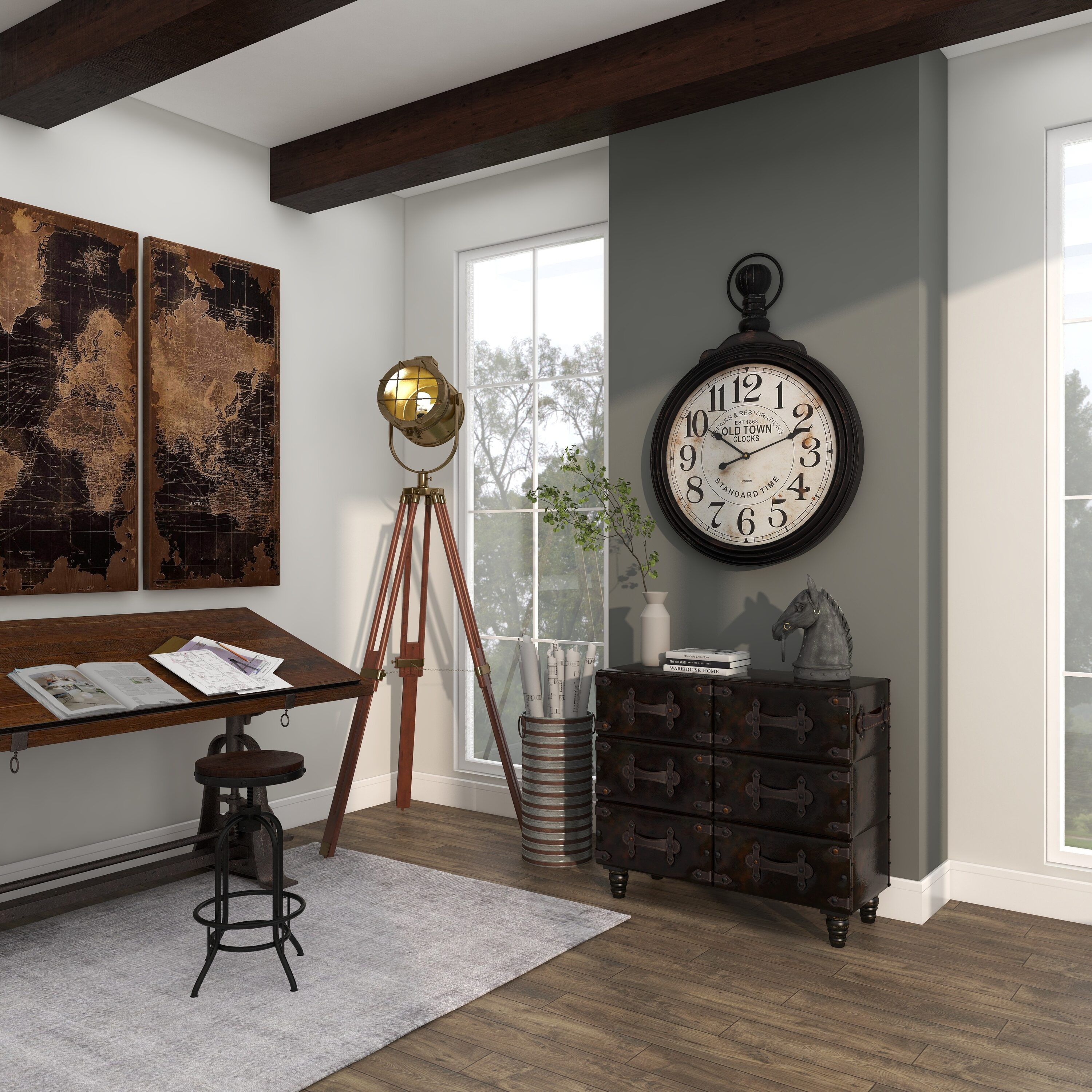 39" Brown MDF Vintage Pocket Watch Wall Clock