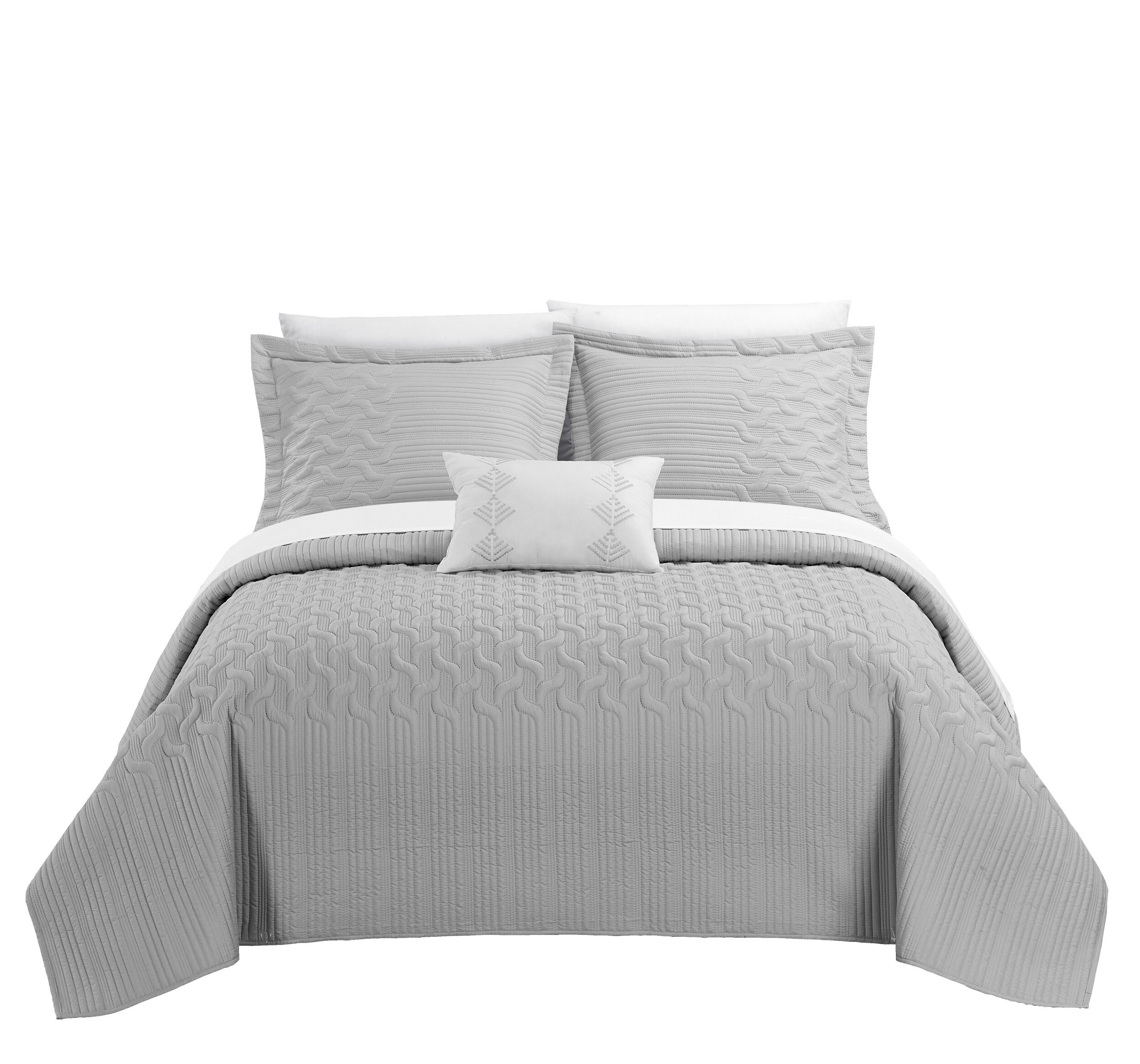 Chic Home Design Shalya 4-Piece Grey Queen Quilt Set at Lowes.com