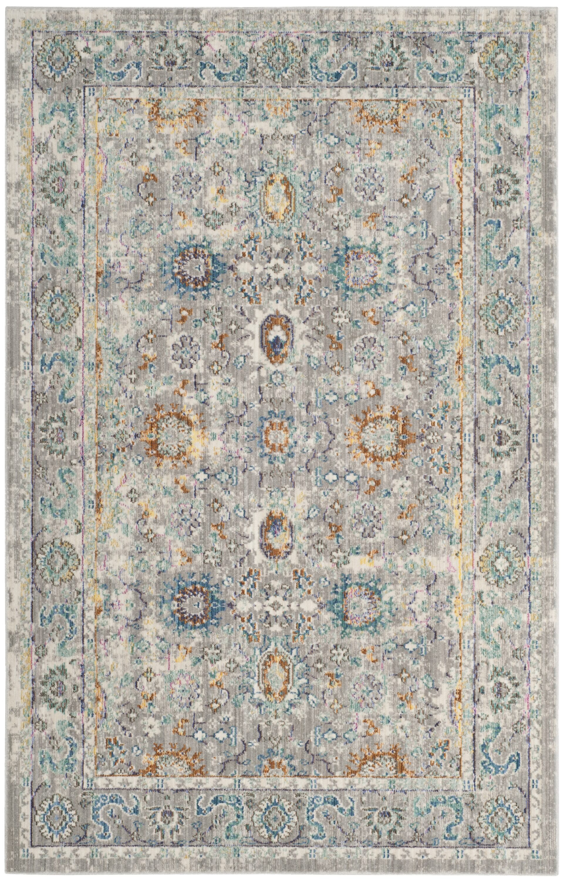Mystique Gray and Multi Abstract 4' x 6' Synthetic Area Rug