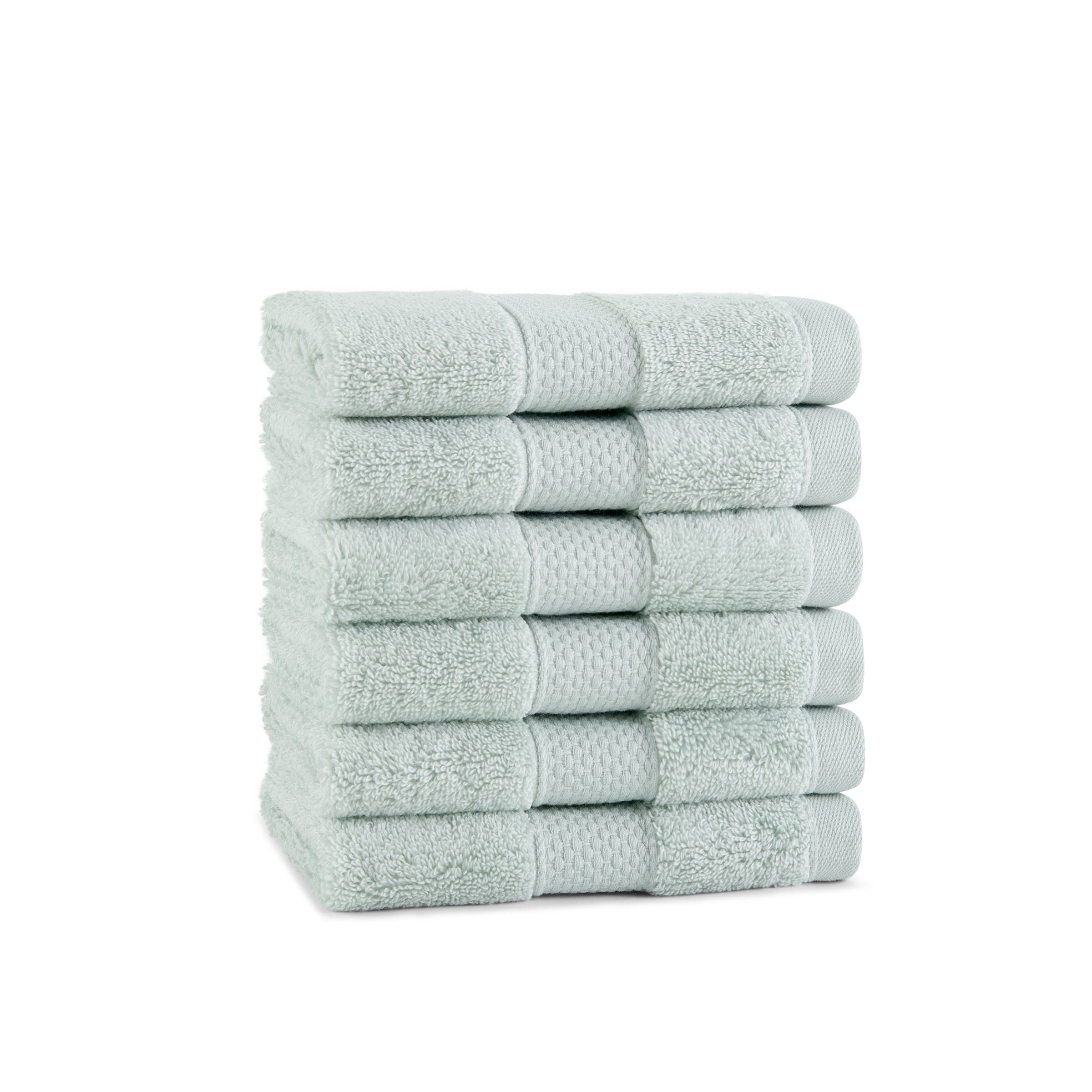 Arkwright Home Aston and Arden Egyptian Cotton Washcloth 13x13 Sage Green - Pack of 6