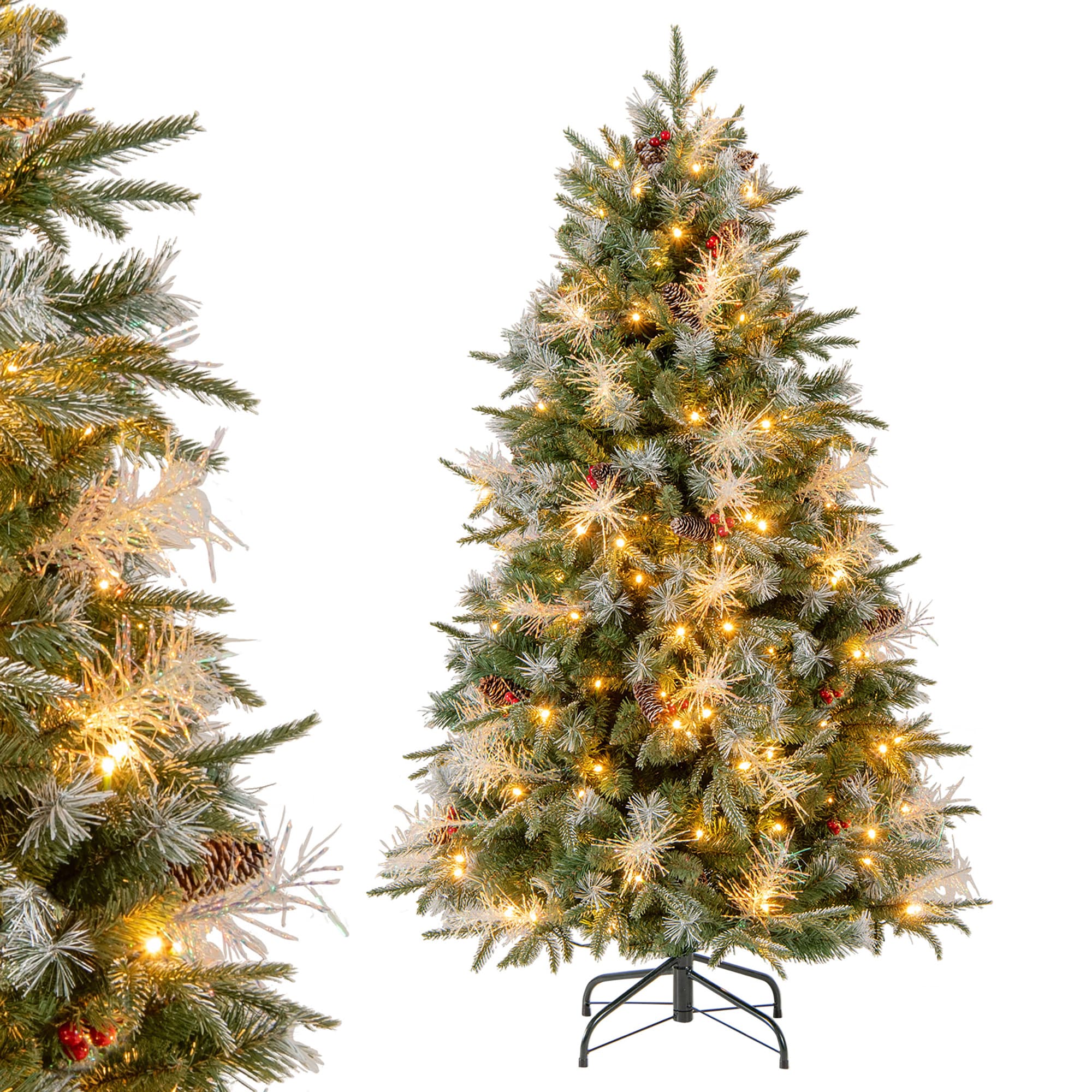 Costway 5-ft Alaskan pine Artificial Christmas Tree with White LED Lights