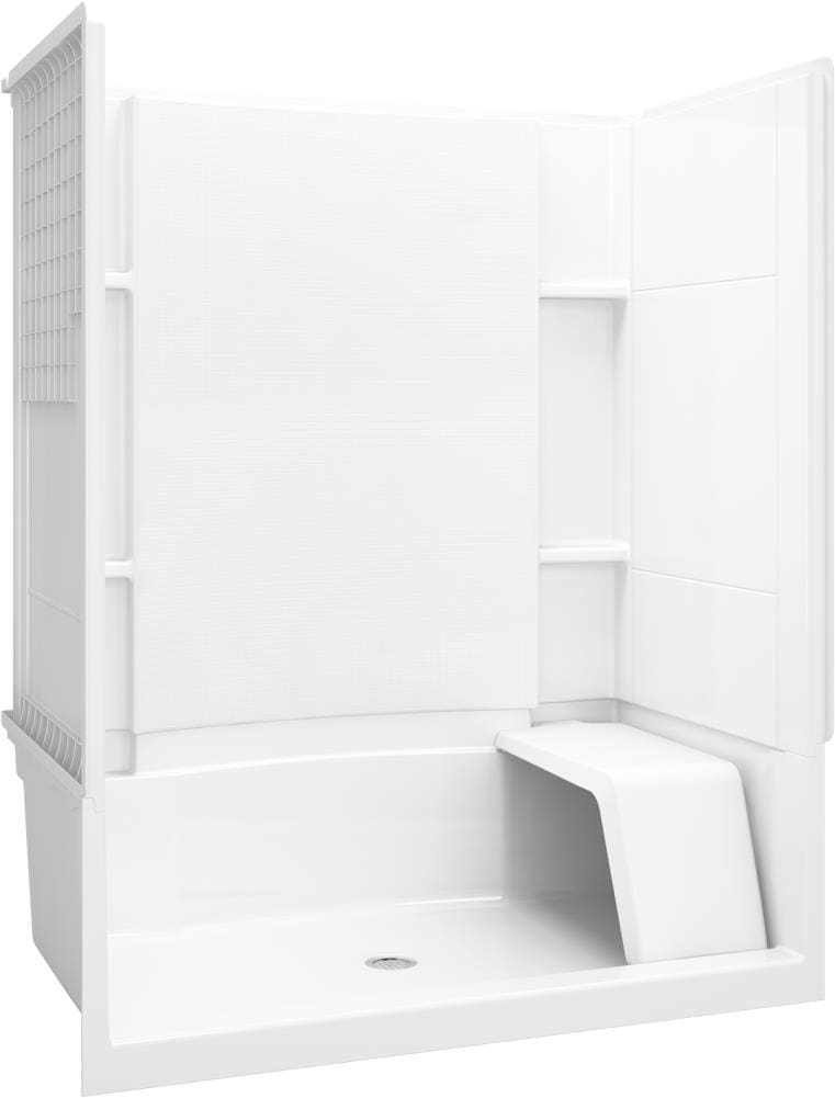 Sterling Accord White 36-in x 60-in x 74-in Alcove Shower Kit (Center ...