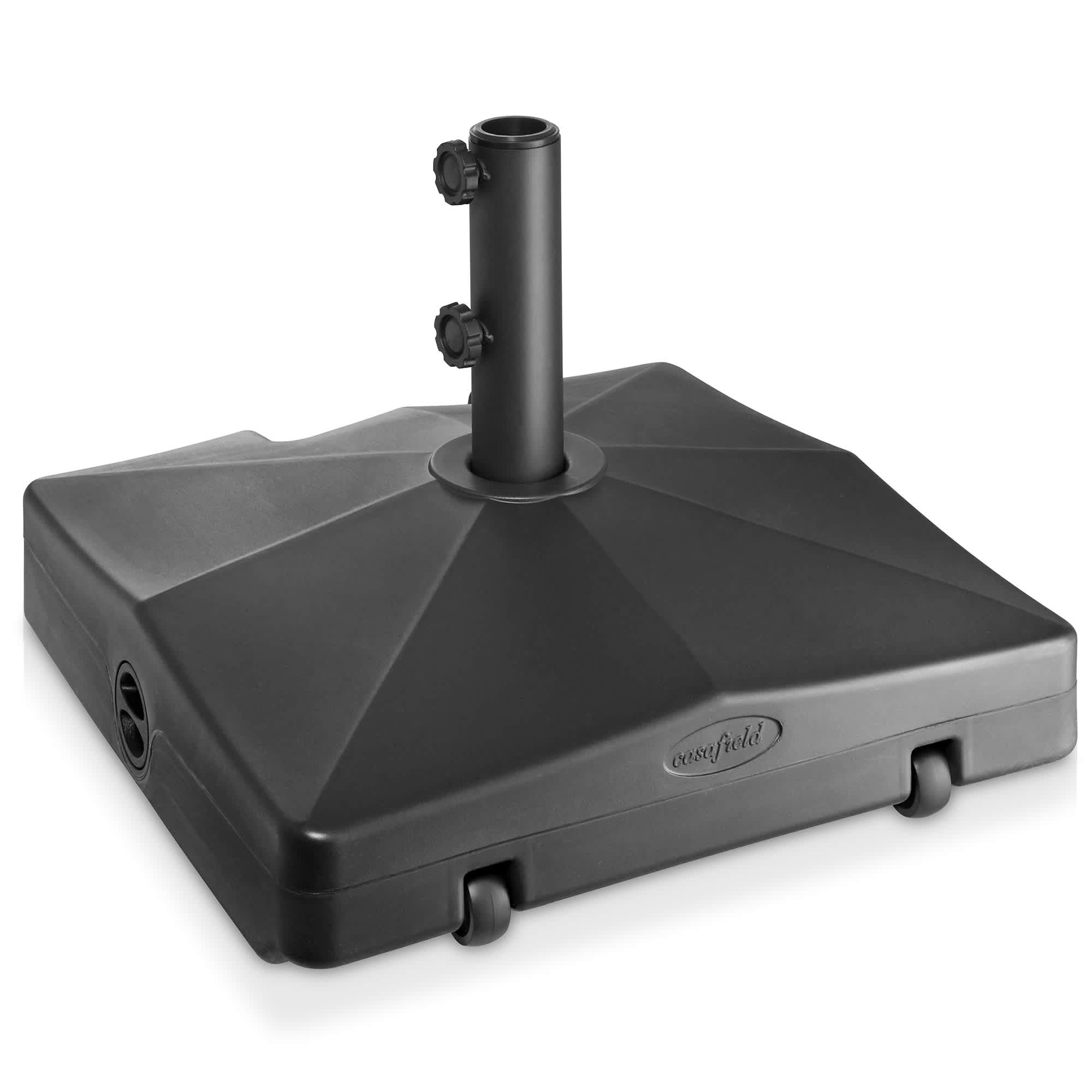 Casafield PAT-UMB-B207-BLK 64lb Capacity Fillable Mobile Umbrella Base Stand with Wheels Black