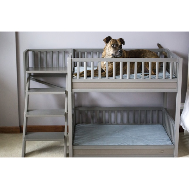 Pet Gray Fleece Rectangular In Dog Bed, Extra Large Dog Bunk Beds