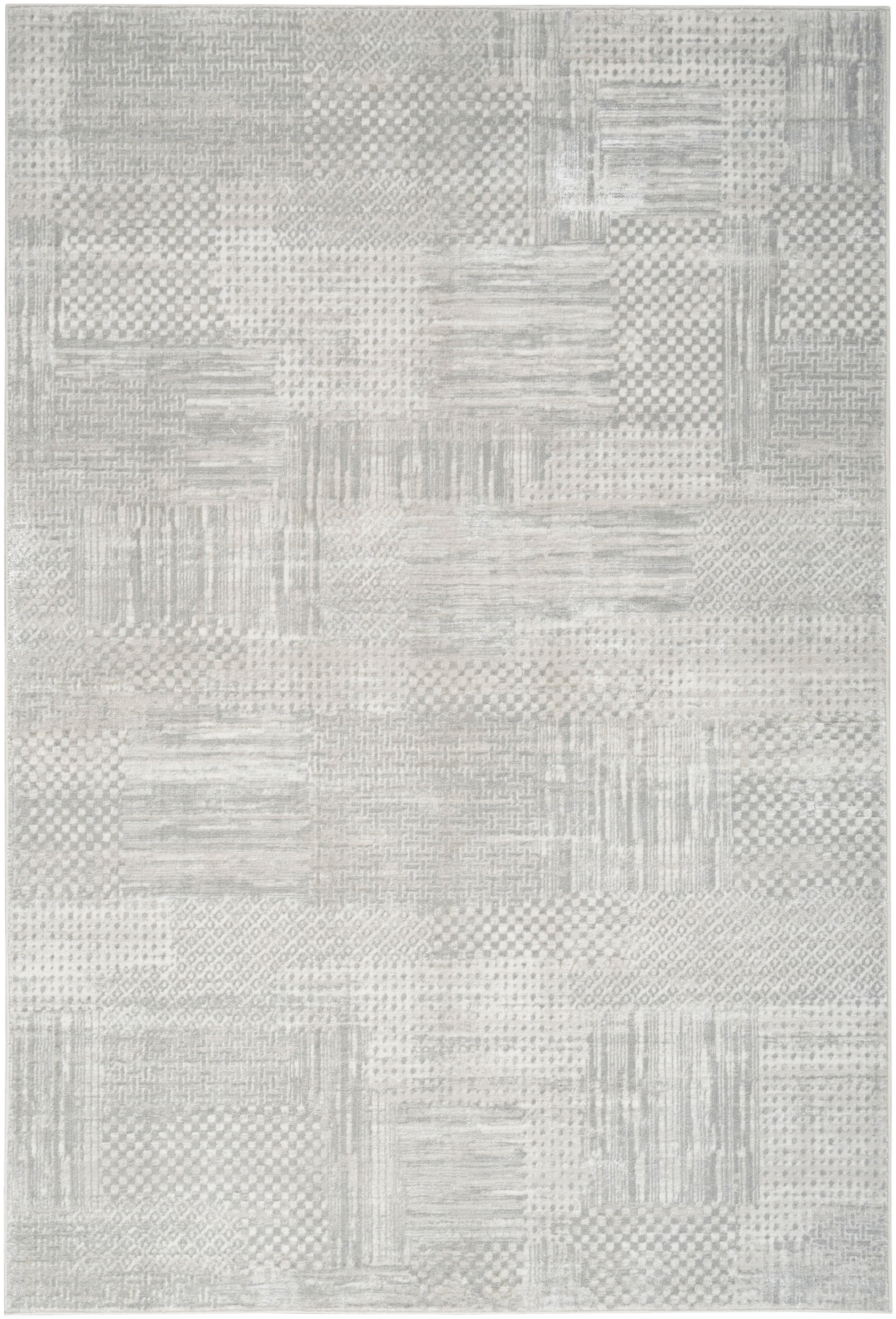 Glam Silver Gray Abstract 4' x 6' Synthetic Area Rug