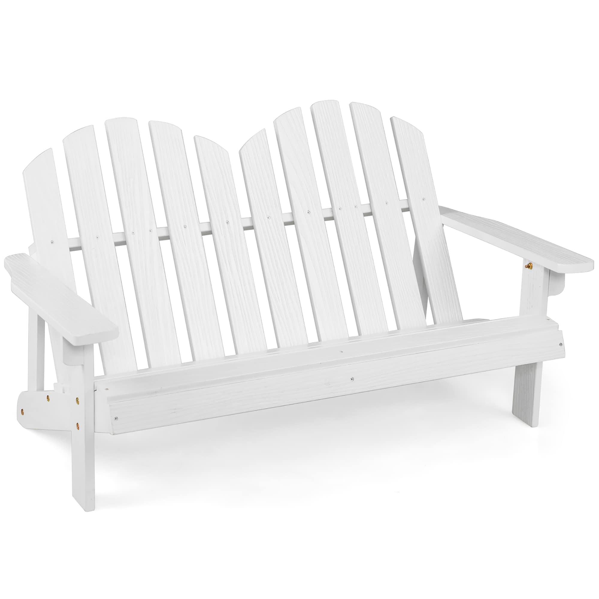 Costway NP11088WH White Wood Frame Stationary Adirondack Chair with Solid Seat