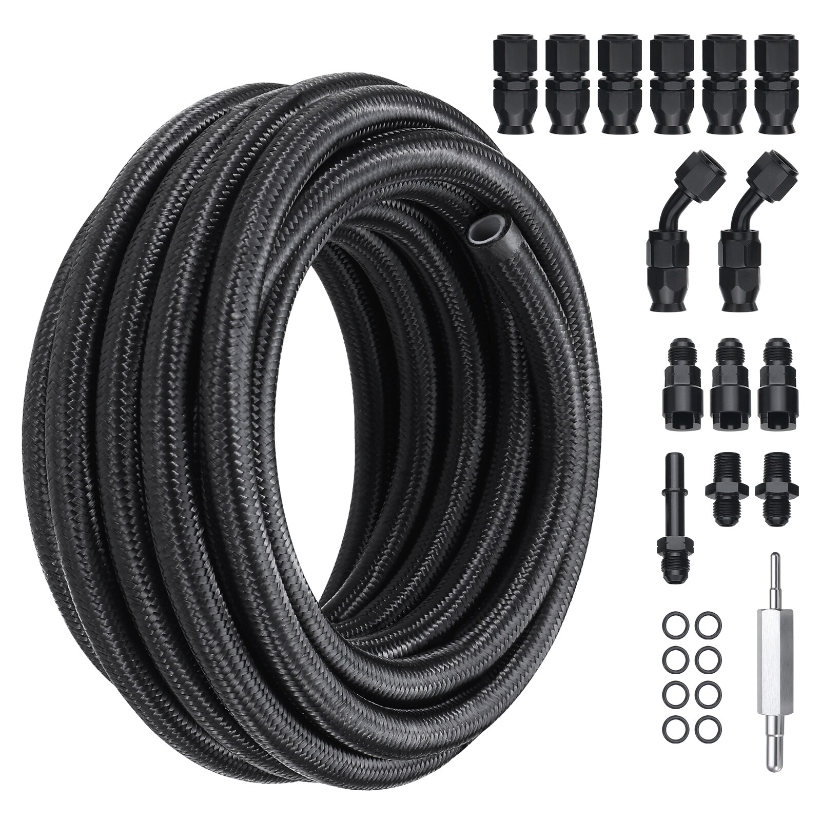 VEVOR QCYYRYRG15G26J9HMV0 5/16-in ID x 25-ft Stainless steel/Nylon Black Hydraulic hose