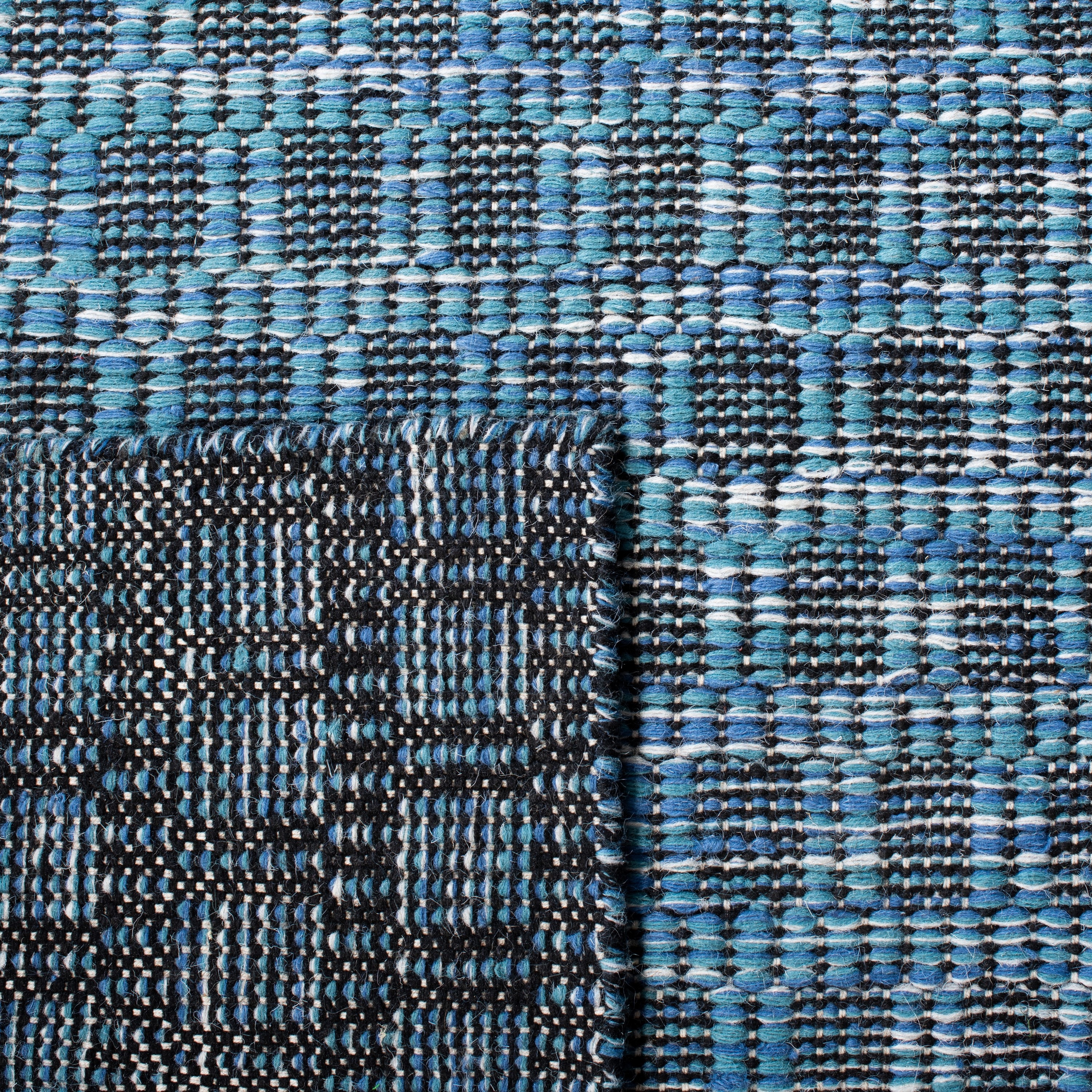 Handmade Blue Wool Abstract 4' x 6' Area Rug