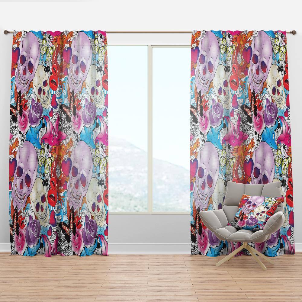 Designart CTN18802-52-84 84-in Pink Floral Room darkening Thermal lined Rod pocket Single curtain panel