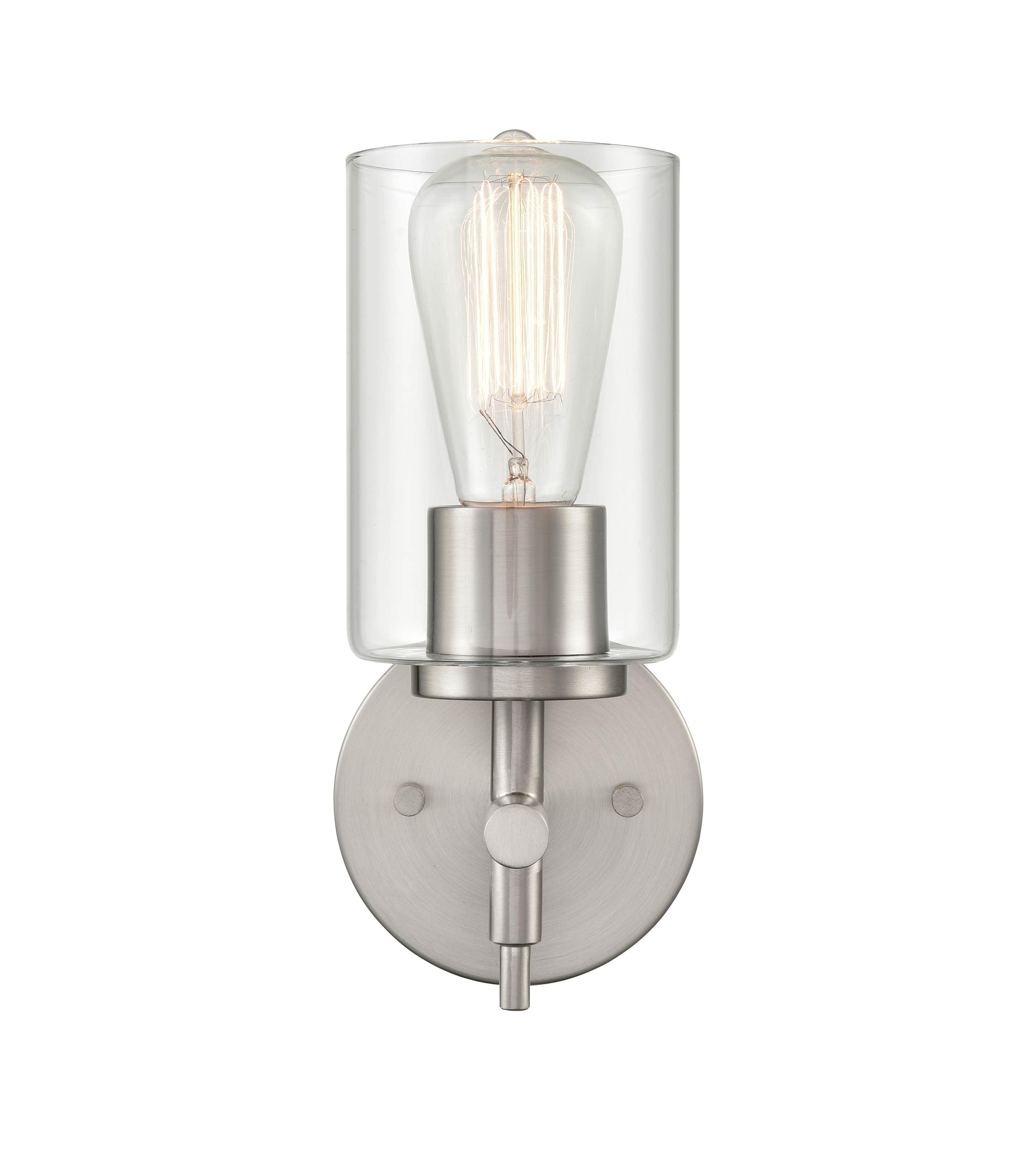 Elegant Brushed Nickel Dimmable Wall Sconce with Clear Glass Shade
