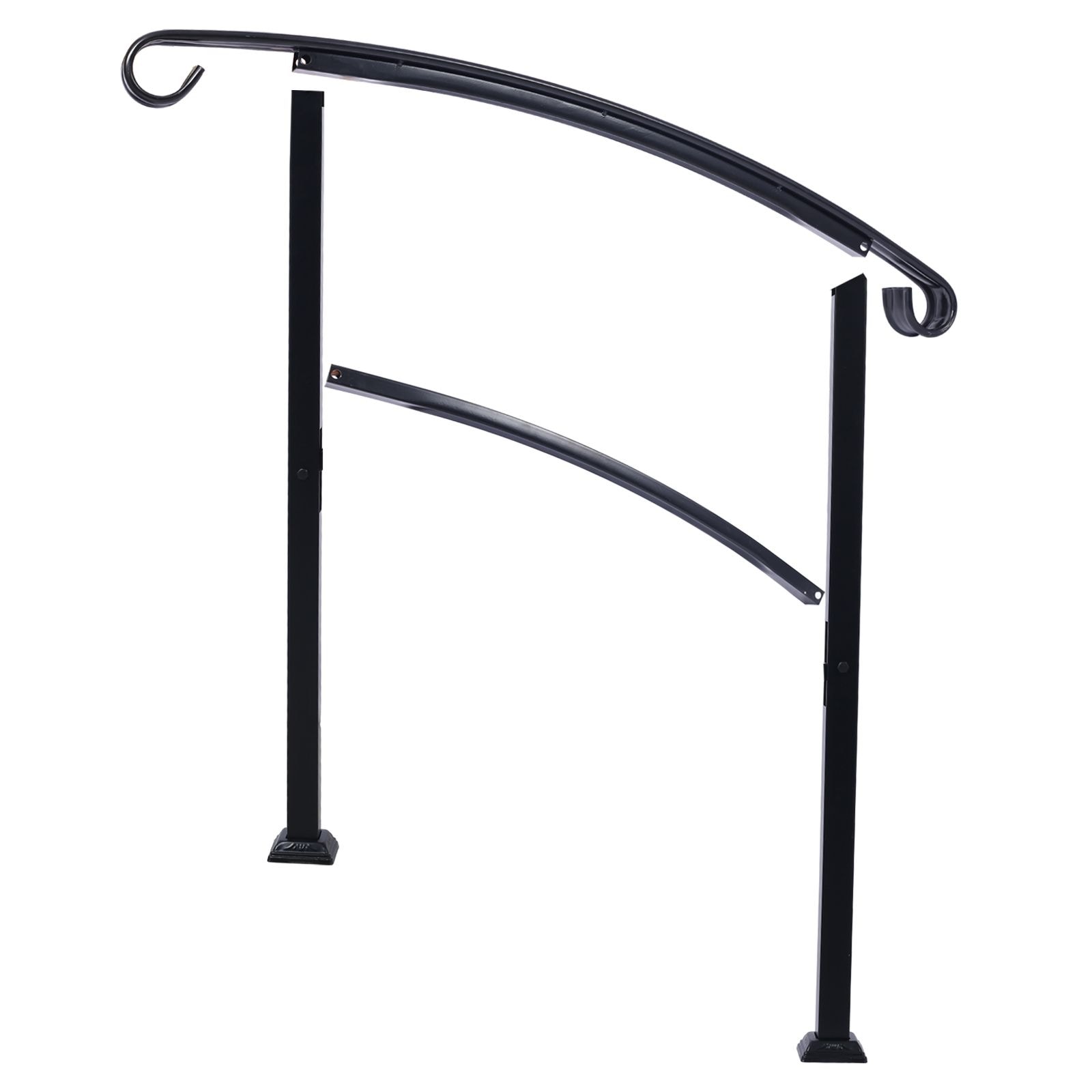 Blisstyle Handrails For Outdoor Steps Fit 1 Or 3 Steps Outdoor Stair Railing Wrought Iron Handrail Flexible Front Porch Hand Rail Transitional Handrails For Concrete Steps Or Wooden Stairs