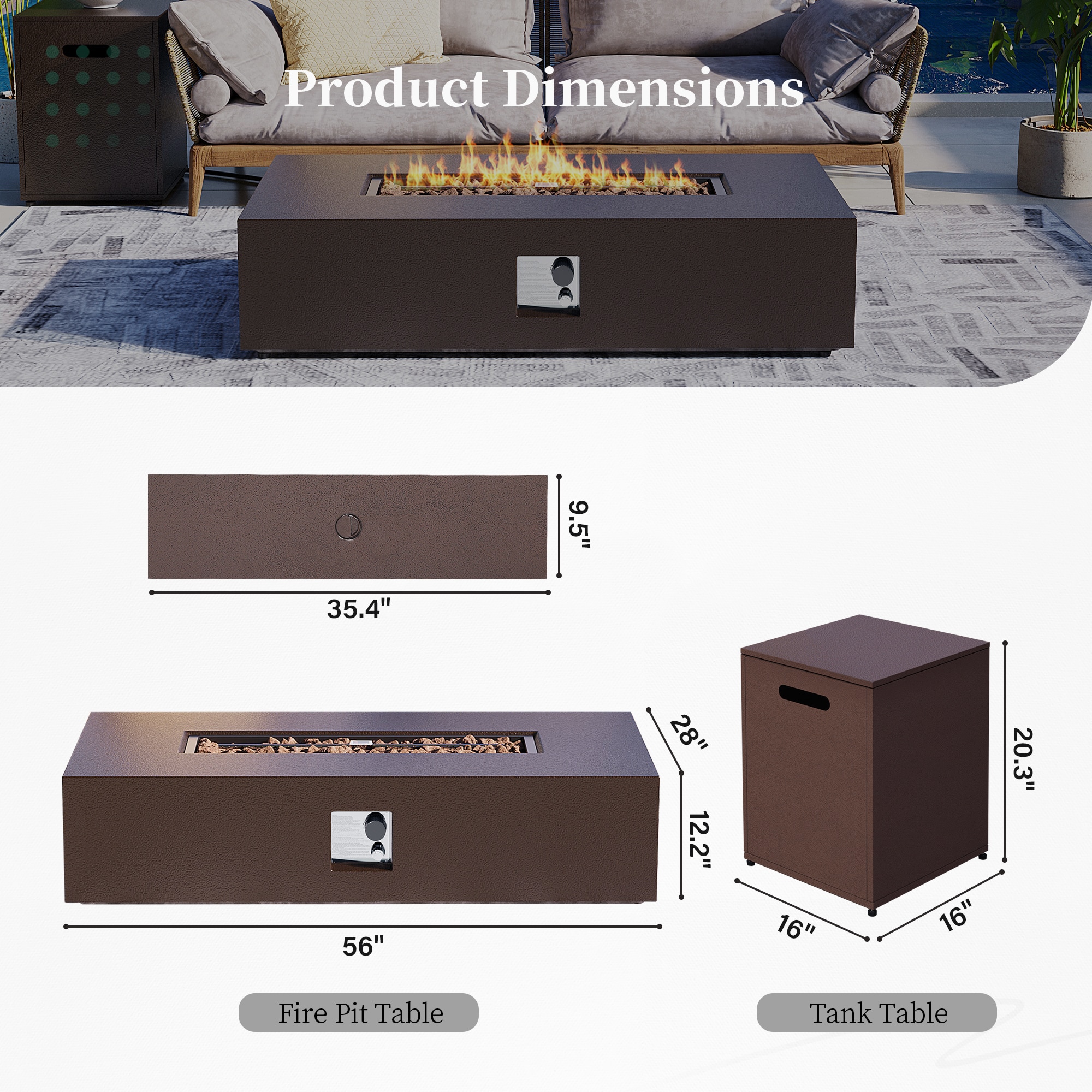 Patio Watcher 56TP-BROWN-KDWST Outdoor-Gas-Firepits - View #4